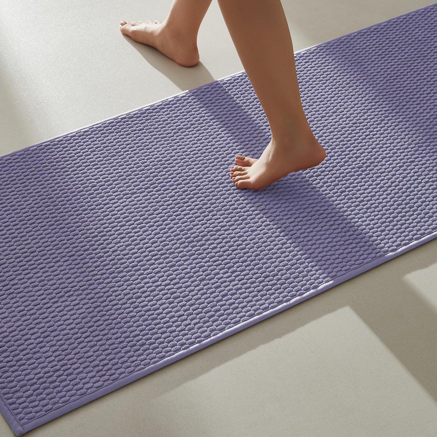 Bathroom Runner Rugs, Long Bath Mat Runner Washable Thin Quick Dry Low Pile Bathroom Runner Rugs Non Slip, Lavender 24"x70"