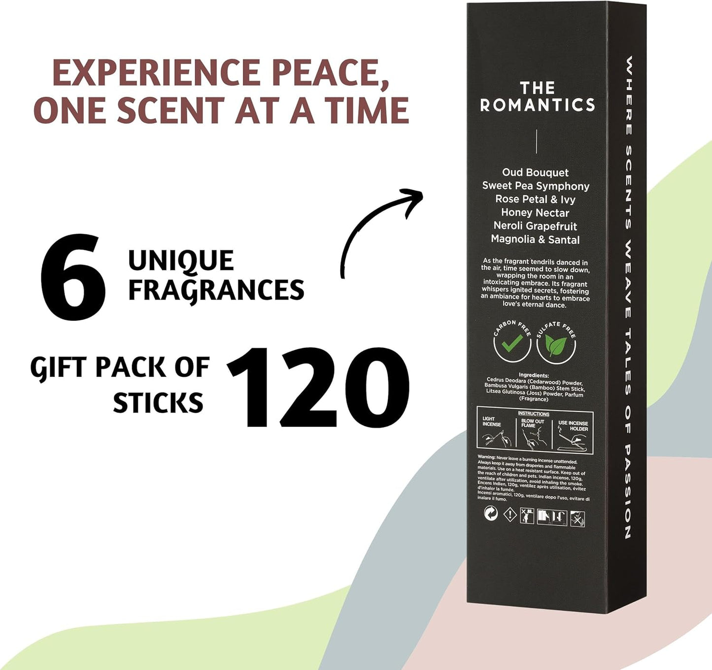 Folkulture Incense Sticks for Home | Set of 6 (120 Non Toxic Sticks) with 45 Mins Burn Time | Honey Nectar, Sweet Pea, Mangolia, Rose Incenses, Oud Inscents | Organic Incents for Relaxation