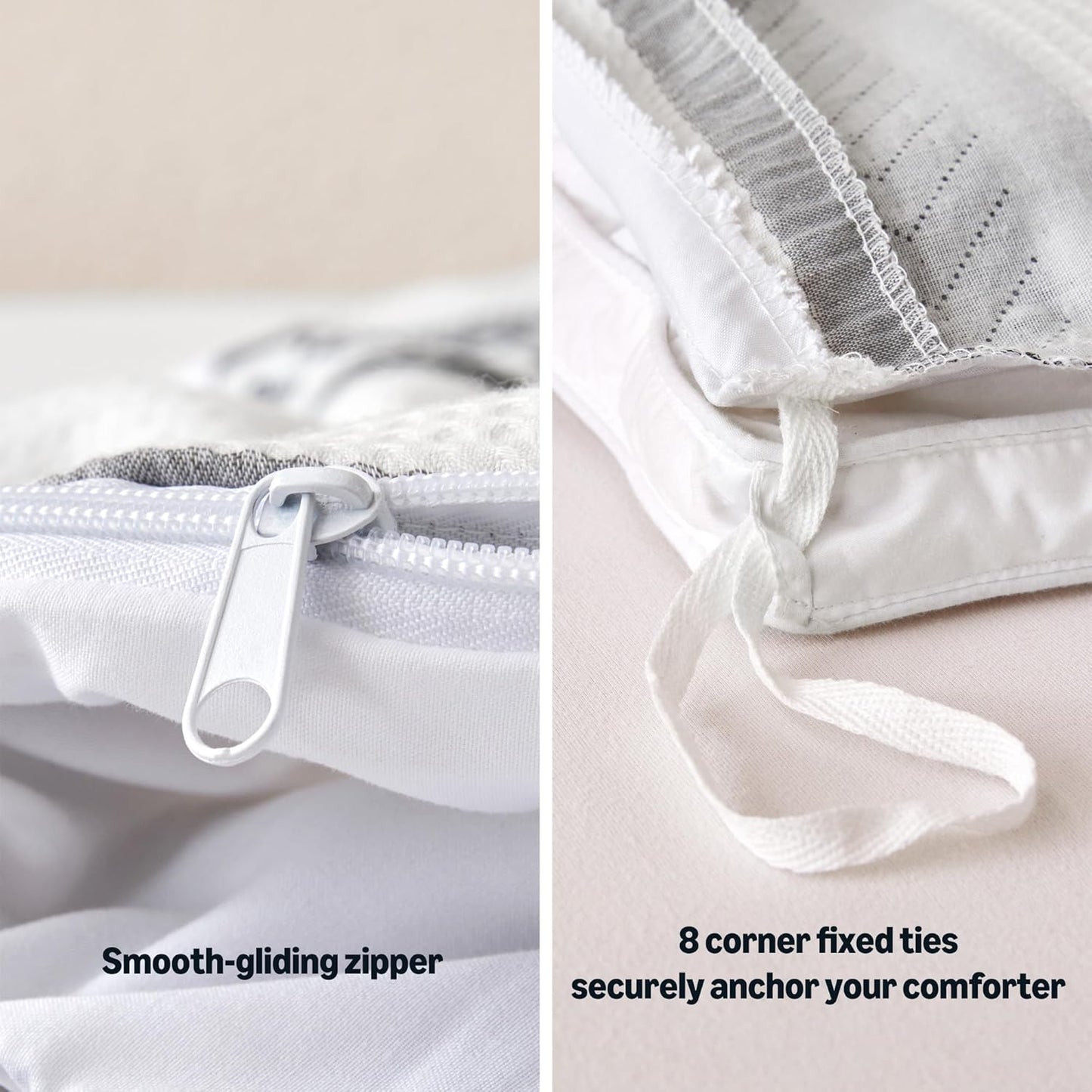 Amazon Basics Waffle Weave Microfiber 3-Piece Duvet Cover Set, Includes 1 Duvet Cover and 2 Pillow Shams, California King, Grey Striped