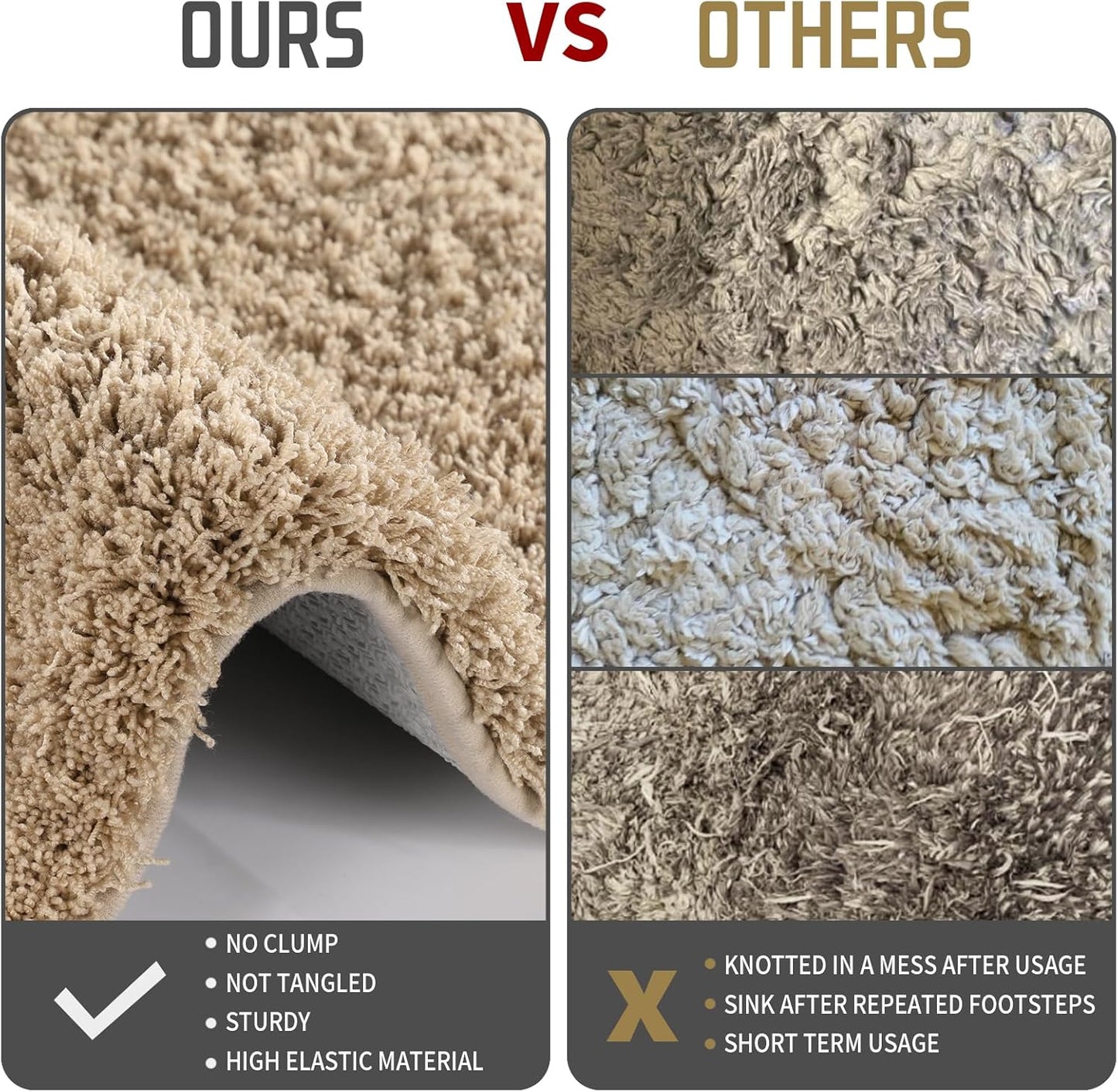 Yimobra Bathroom Rugs Non Slip Washable, Ultra Soft and Water Absorbent Bath Mats, Plush Fluffy Shower Mat Outside, Dries Quickly, Microfiber Thick Matts for Bathroom Floor/Sink, 24x17, Pure Beige