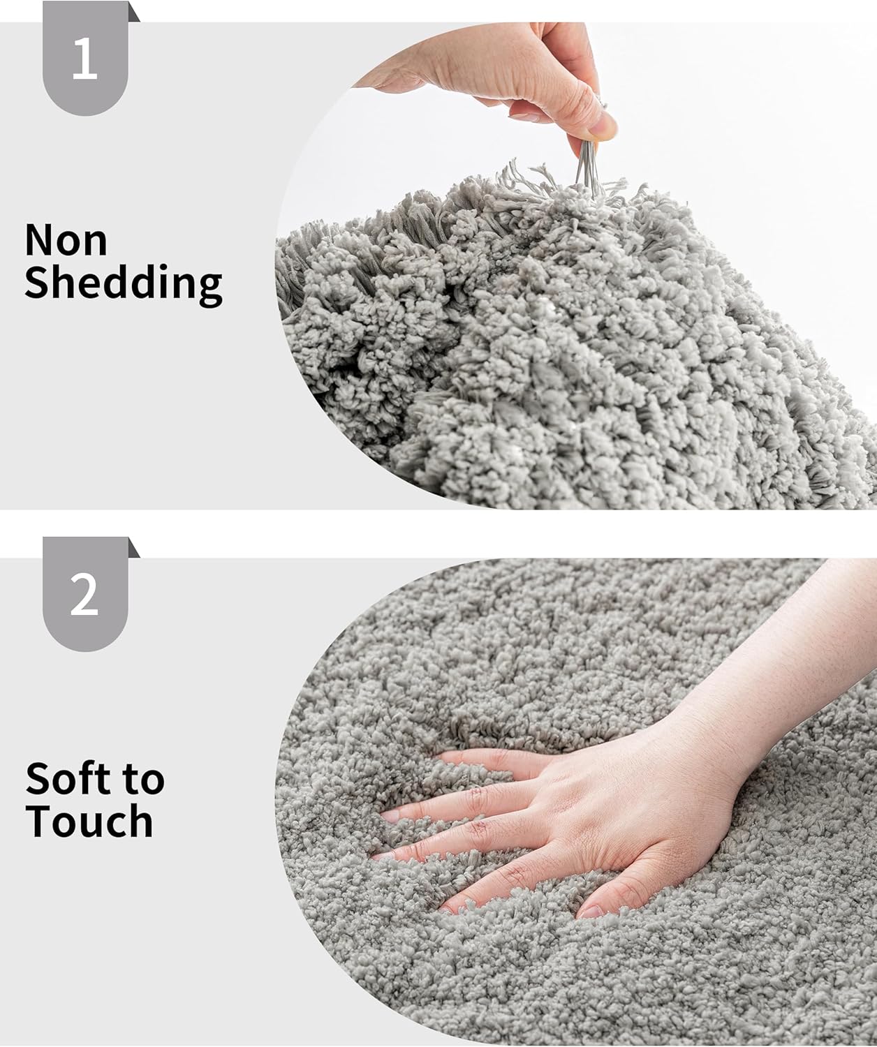 Gray Bathroom Rug 24x36 Non Slip Fluffy Bath Mat for Bathroom Floor Washable Plush Luxury Bath Rug for Tub Soft Shaggy Absorbent Shower Sink Mat