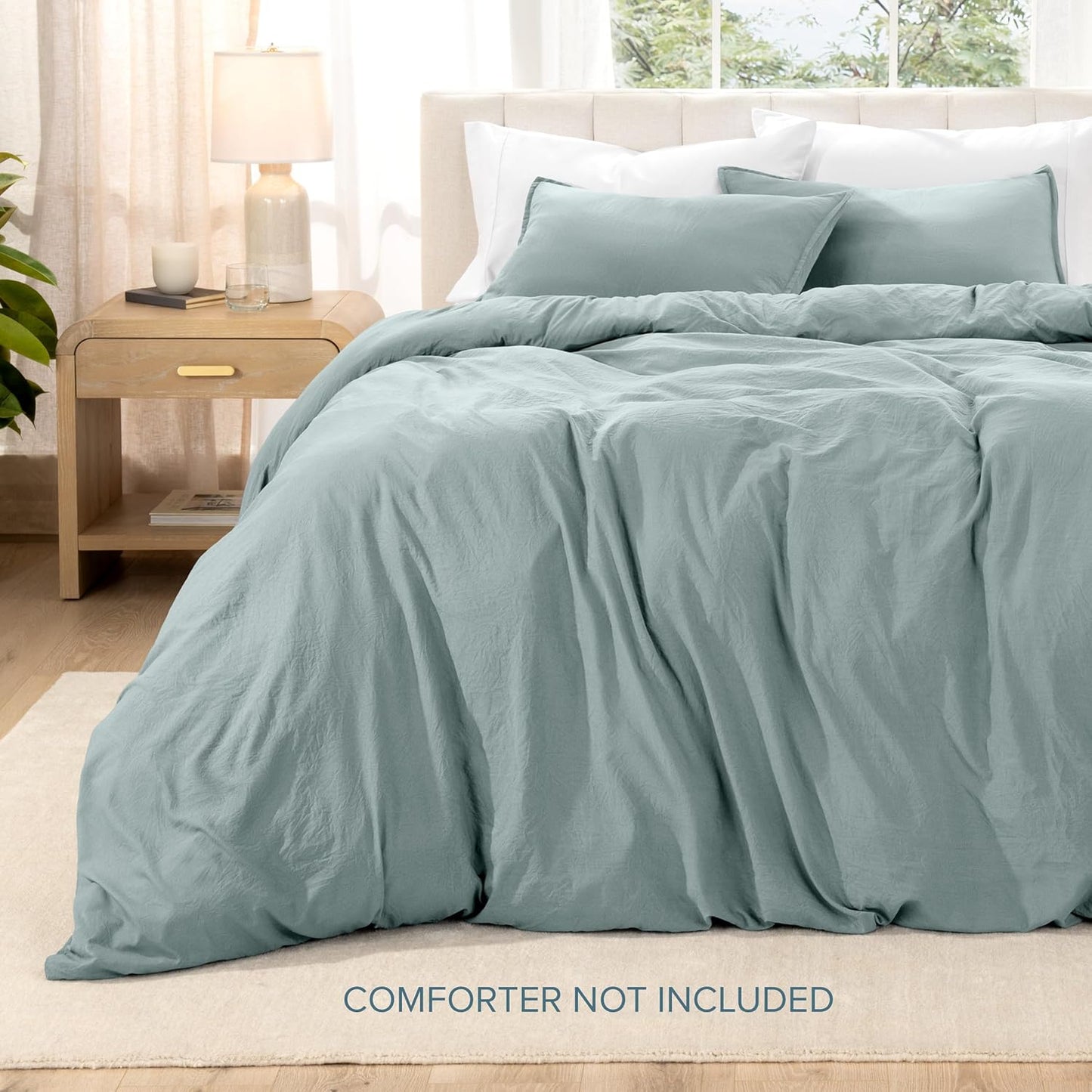 Bare Home Microfiber Duvet Cover Set - Ultra Soft Washed Microfiber - Oversized King Size - Linen-Like Look - Easy Care - Breathable Fabric - Our Softest Duvet Cover Set (Oversized King, Sea Spray)