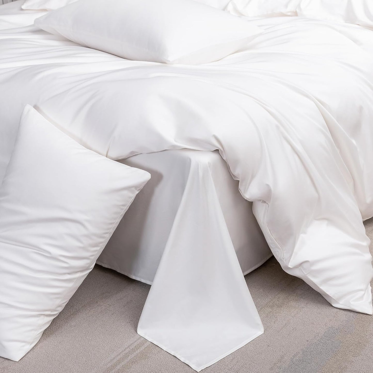 MooMee Duvet Cover Set 100% Extra Long Staple Cotton 600 Thread Count Silky Sateen Smooth Luxury Soft Breathable Durable Hotel Quality Bedding, 3 Pieces (Pastel Purple, Queen 90"x90")