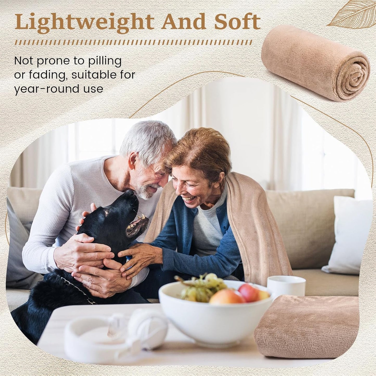 18 Pieces Fleece Blankets Bulk for Wedding 50 x 60 Inch Soft Lightweight Flannel Throw Blankets Bulk for Wedding Guests Home Outdoor Couch Sofa Bed Gifts(Camel)