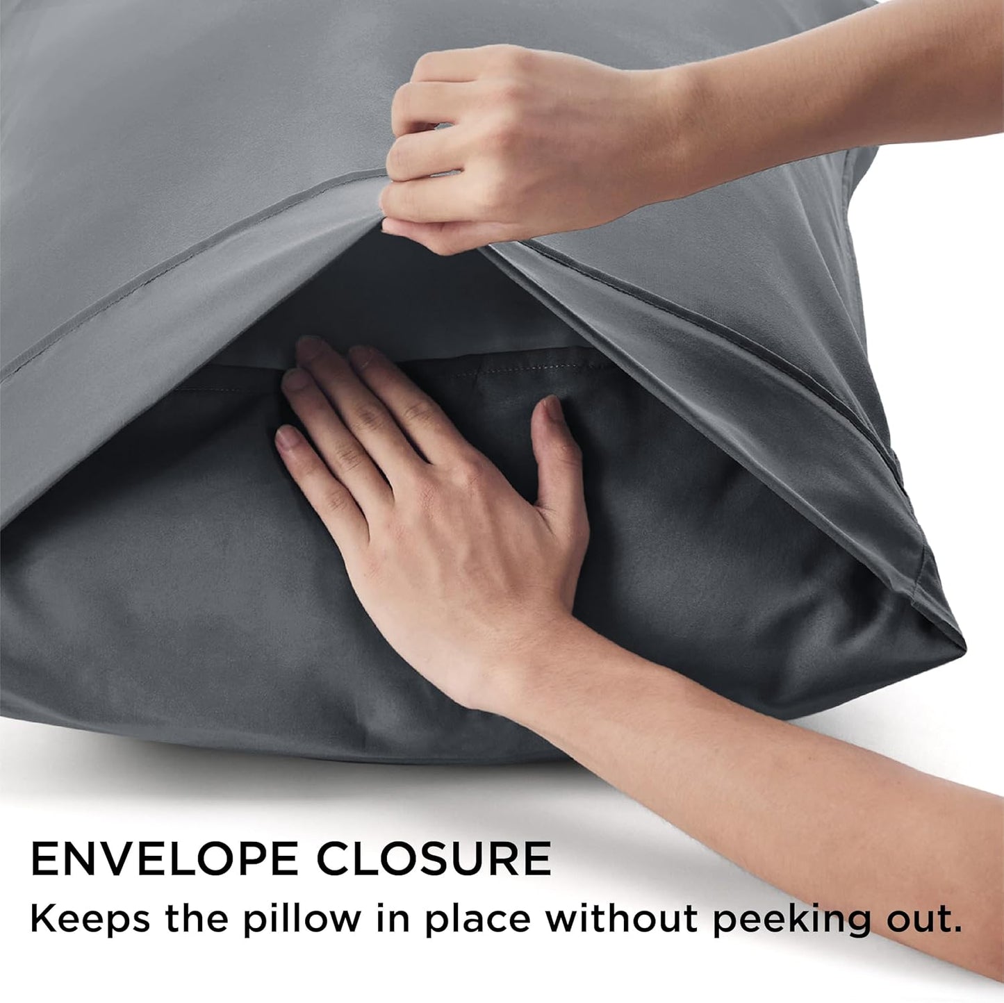 Bedsure Queen Pillow Cases Set of 4 - Dark Grey Brushed Microfiber Pillowcases 4 Pack, Super Soft Pillow Case Covers with Envelope Closure, Wrinkle, Fade and Stain Resistant, 20x30 Inches