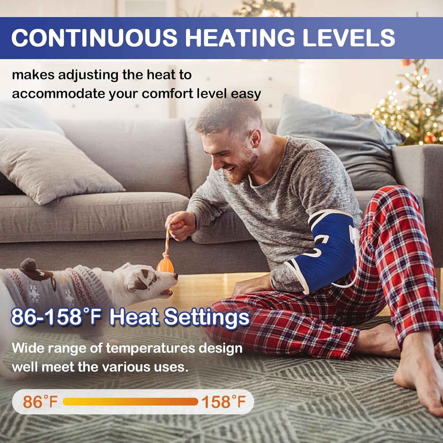 JOBYNA Elbow Heating Pad, Adjustable Tennis Elbow Pad for Men Women, 86℉-158℉ & Auto Shut Off, Arm Heat Therapy for Golfer's Elbow, Bursitis, Sprains, Strains, Tendonitis, and Arthritis