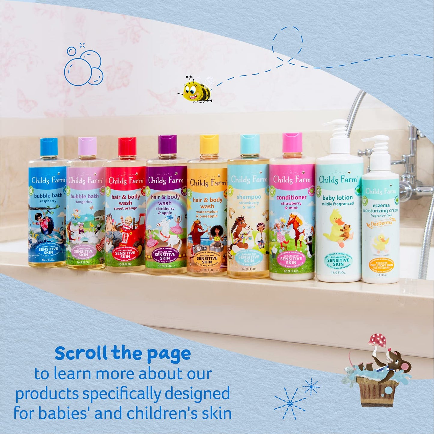 Childs Farm, Kids Bubble Bath for Dry, Sensitive Skin, Organic Tangerine, Gently Cleanses & Soothes, Vegan, Cruelty-Free, 16.9 fl oz