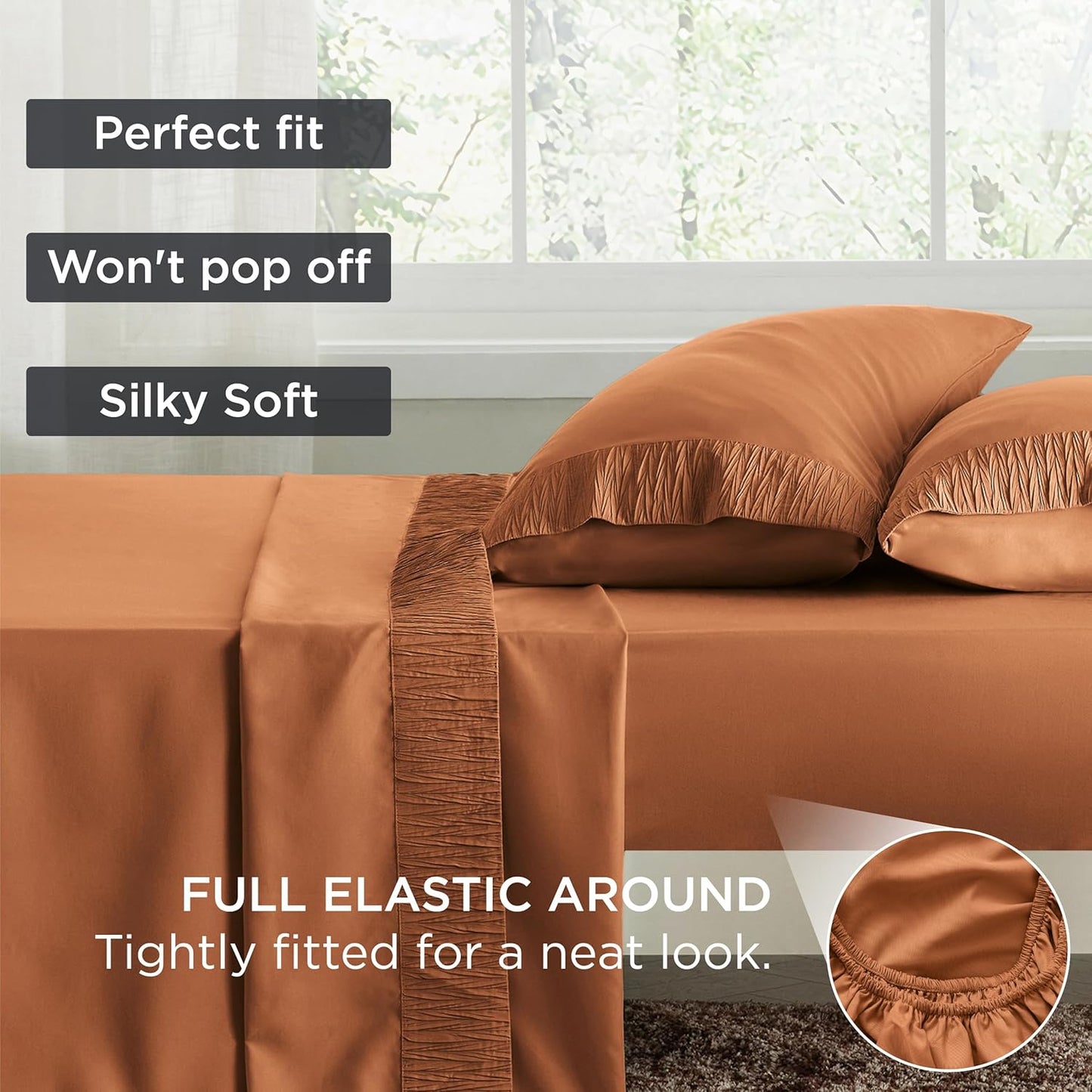 Bedsure Twin Sheets Set - 3 Pieces Soft Twin Bed Sheets - Breathable & Cooling - Hotel Luxury - Easy Care Polyester Microfiber Bedding for Women, Men, Terracotta