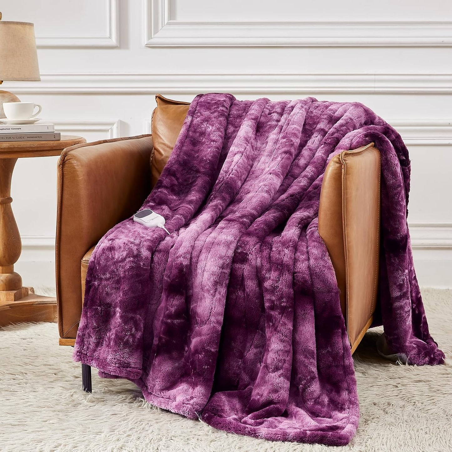 Homemate Electric Heated Blanket Twin Size - 62"x84" Heating Blanket Twin Size 1/2/4/6/8 Hours Auto-Off 10 Heat Level Over-Heat Protection Luxury Faux Fur Sherpa ETL Certification