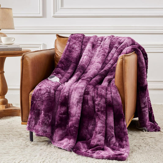 Homemate Electric Heated Blanket Full Size - 72"x84" Heating Blanket Full Size 1/2/4/6/8 Hours Auto-Off 10 Heat Level Over-Heat Protection Luxury Faux Fur Sherpa ETL Certification