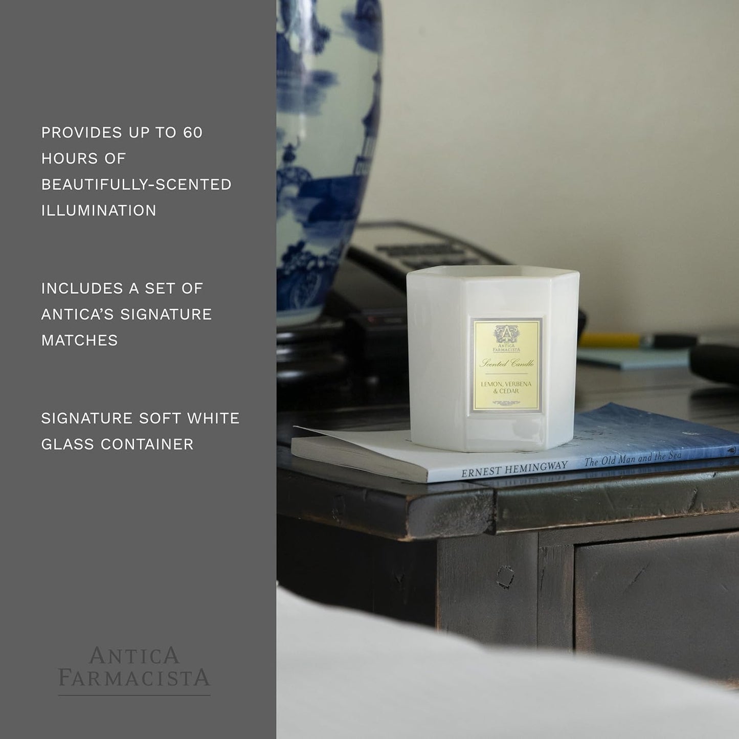 Antica Farmacista Luxury Scent Candle - Decorative Home Candle - Long-Lasting & Premium Scented - Luxury Gift - Lemon, Verbena & Cedar, 9 oz