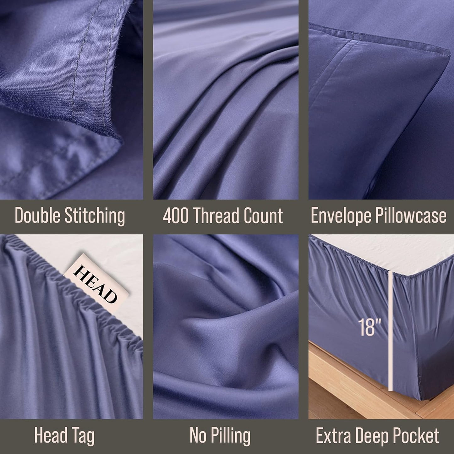 Bella Coterie Luxury Bamboo Viscose Queen Size Sheet Set | 100% Organically Grown | Ultra Soft | Cooling for Hot Sleepers | 18" Deep Pocket [Twilight Blue]