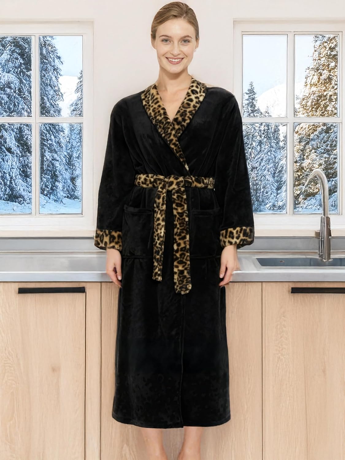Alexander Del Rossa Plush Robe for Women, Long Fleece Winter Bath Robe, Plus Size