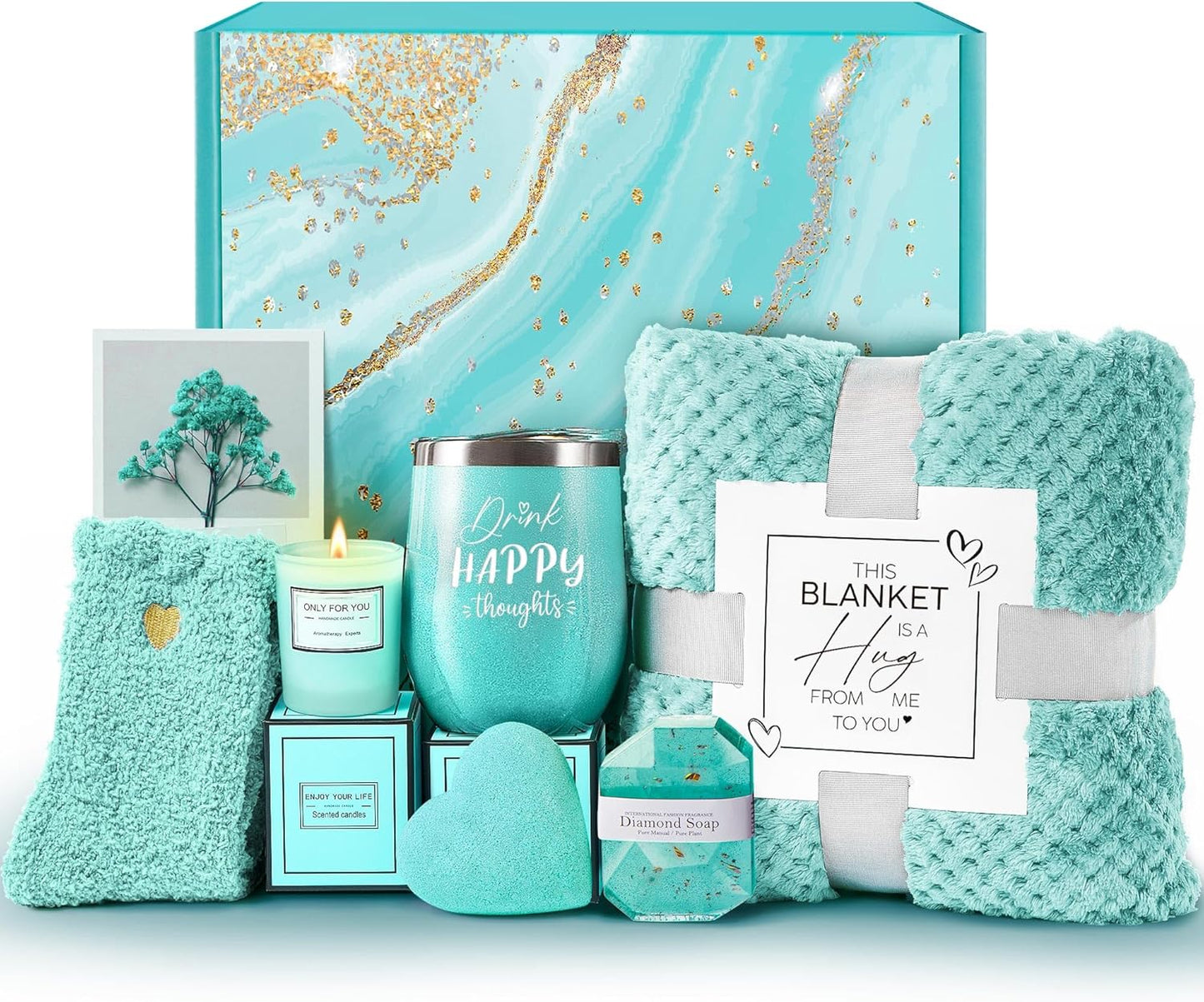 for Women, Get Well Soon Gifts Self Care Gifts, Gardenia Spa Gift Basket Care Package with Blanket, Birthday Valentines for Mom Wife Girlfriend Best Friend Her