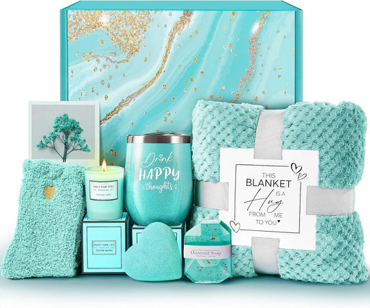 for Women, Get Well Soon Gifts Self Care Gifts, Gardenia Spa Gift Basket Care Package with Blanket, Birthday Valentines for Mom Wife Girlfriend Best Friend Her