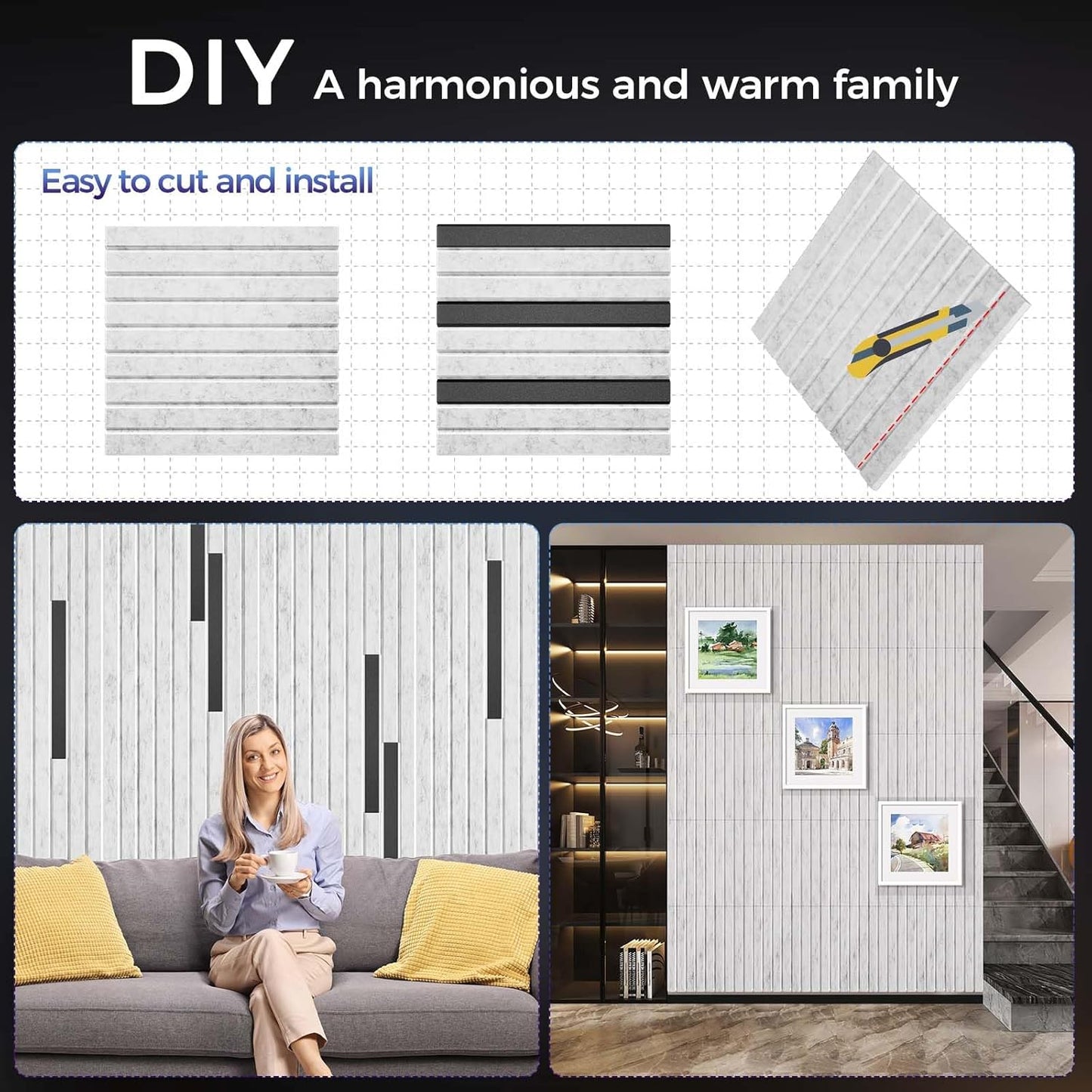 8 Pack Large Soundproof Wall Panels, 15.7 x 15.7 x 0.47 in Sound Proof Foam Panels for Walls, 1.2lb/ft³ High Density, Thicker 0.47in, Acoustic Panels, Sound Dampening Panels Gray