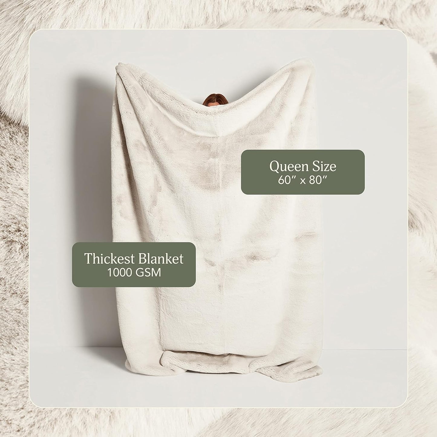 UnHide Marshmallow - Faux Fur Blanket - Heavy Weight, Extra Soft Blanket - Made from Recycled Materials - Machine Washable - Medium (60" x 80") - Snow White