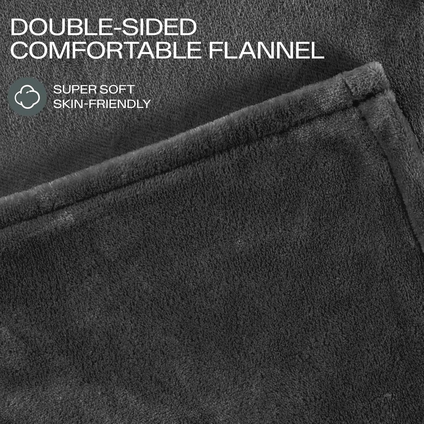 Heated Blanket King Size with Dual Control, Electric Blanket Double-Layer Flannel, Heating Blanket with 8 Heating Levels & 10 Hours Auto-Off Machine Washable, ETL Certification (Dark Grey, 100" x 90")