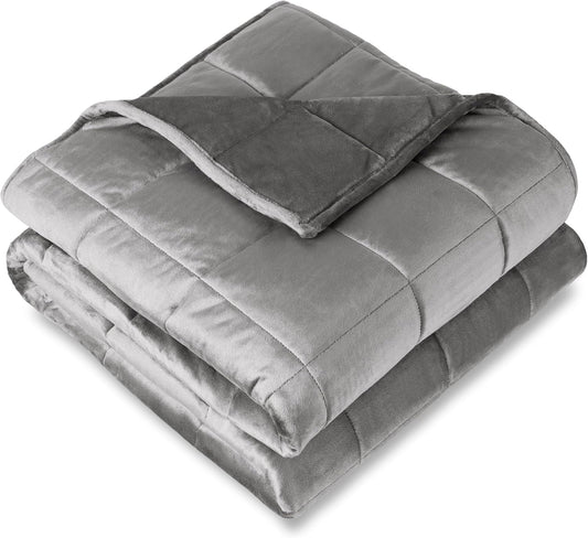 Bare Home Weighted Blanket King Size 25lb (80" x 87") for Adults - Minky Fleece - Premium Heavy Blanket Nontoxic Glass Beads (Light Grey, 80"x87")