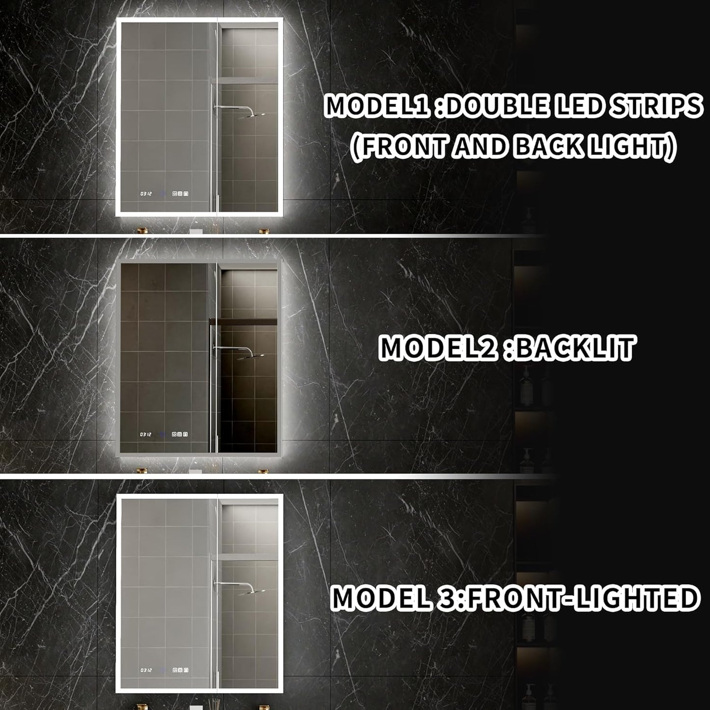 Lighted Medicine Cabinet with Mirror 30"x36" Recessed LED Medicine Cabinet Mirror, Front&Backlit, 3-Color Temperatures, Stepless Dimming, Anti-Fog, Magnifier, 2 Outlets, Storage Shelves, ETL Certified