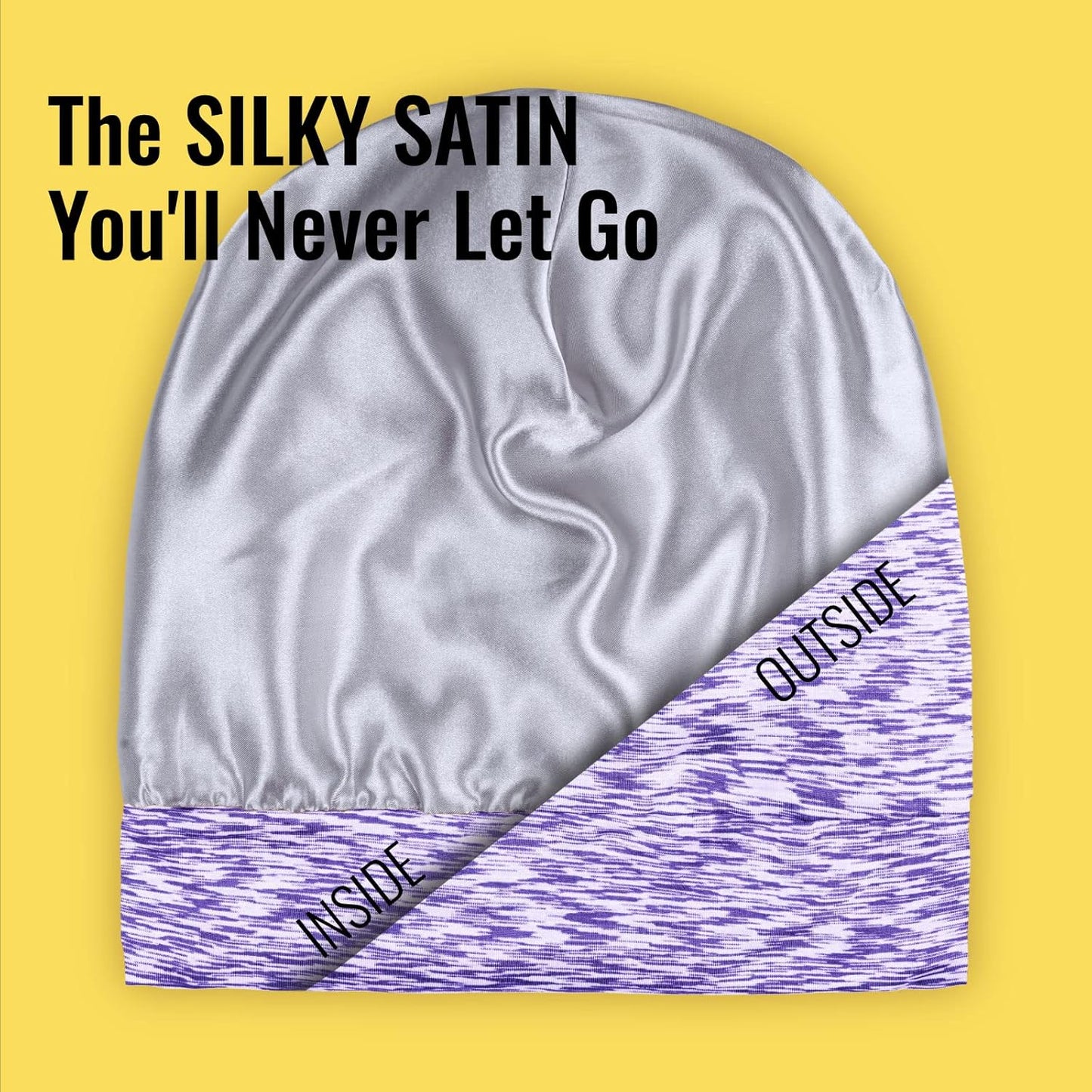 Satin Lined Sleep Cap Bonnet for Curly Hair and Braids, Stay On All Night Hair Wrap with Adjustable Strap for Women and Men, Pruple Type1, Pack of 1