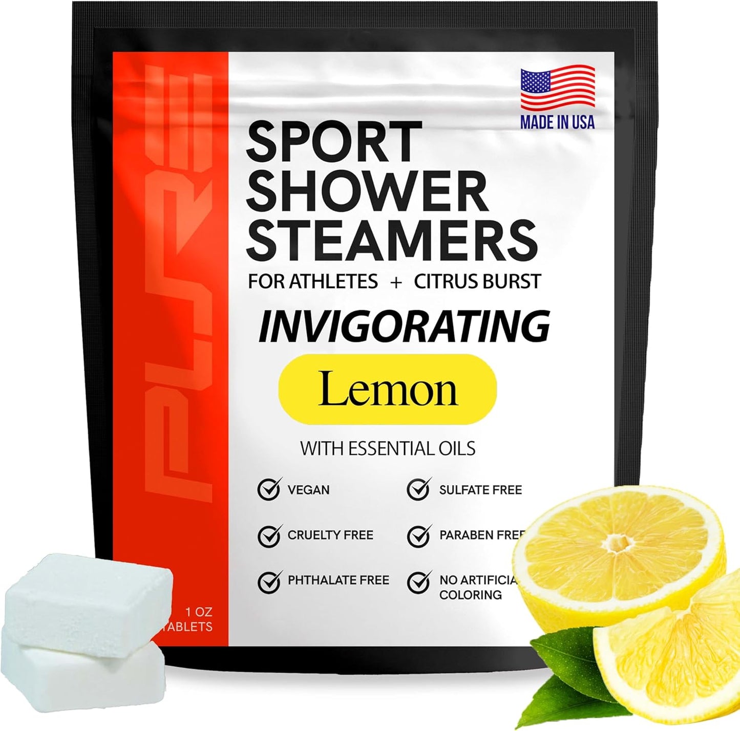 Sport Shower Steamers - Made in USA with Natural Lemon Essential Oil, Aromatherapy, Stress and Sinus Relief, Muscle Recovery for Athletes, Best Christmas Stocking Stuffers for Runners