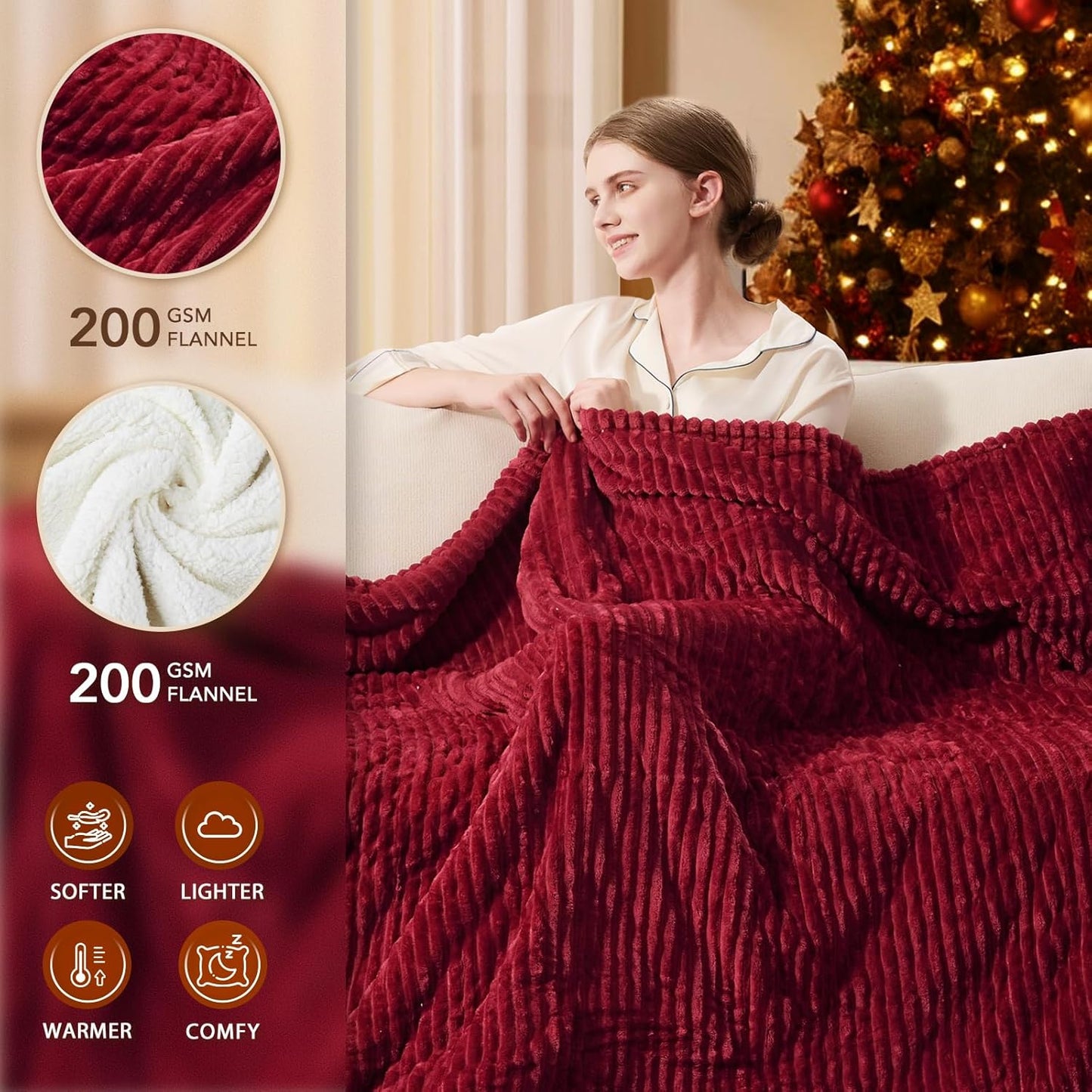 Homemate Electric Heated Blanket Full Size - 72"x84" Heating Blanket Full Size 1/2/4/6/8 Hours Auto-Off 10 Heat Level Over-Heat Protection Soft Flannel Sherpa ETL Certification