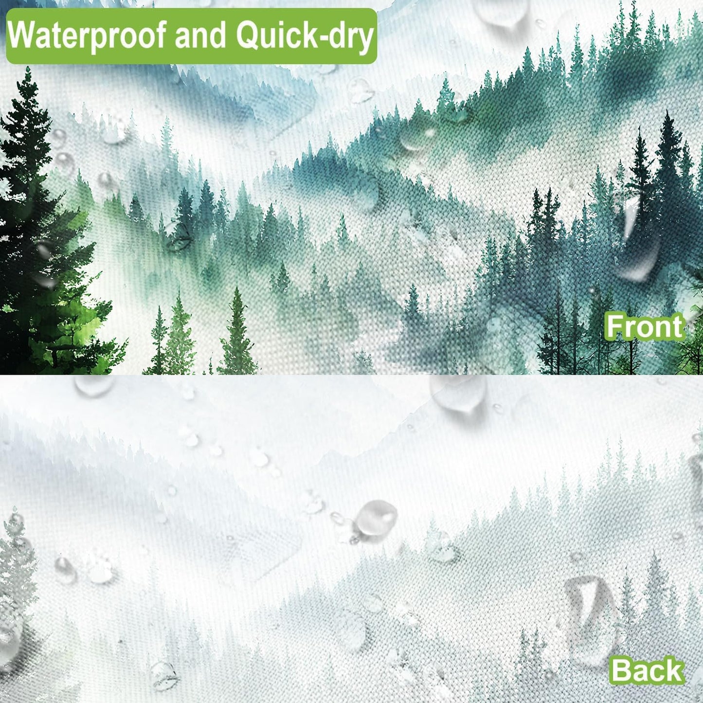 No Hook Mountain Shower Curtain with Snap in Liner Set Modern Forest for Bathroom Fabric Ringless Mist Pine Tree Curtains and Hotel Bathroom Indoor and Outdoor Decoration 71 x 74