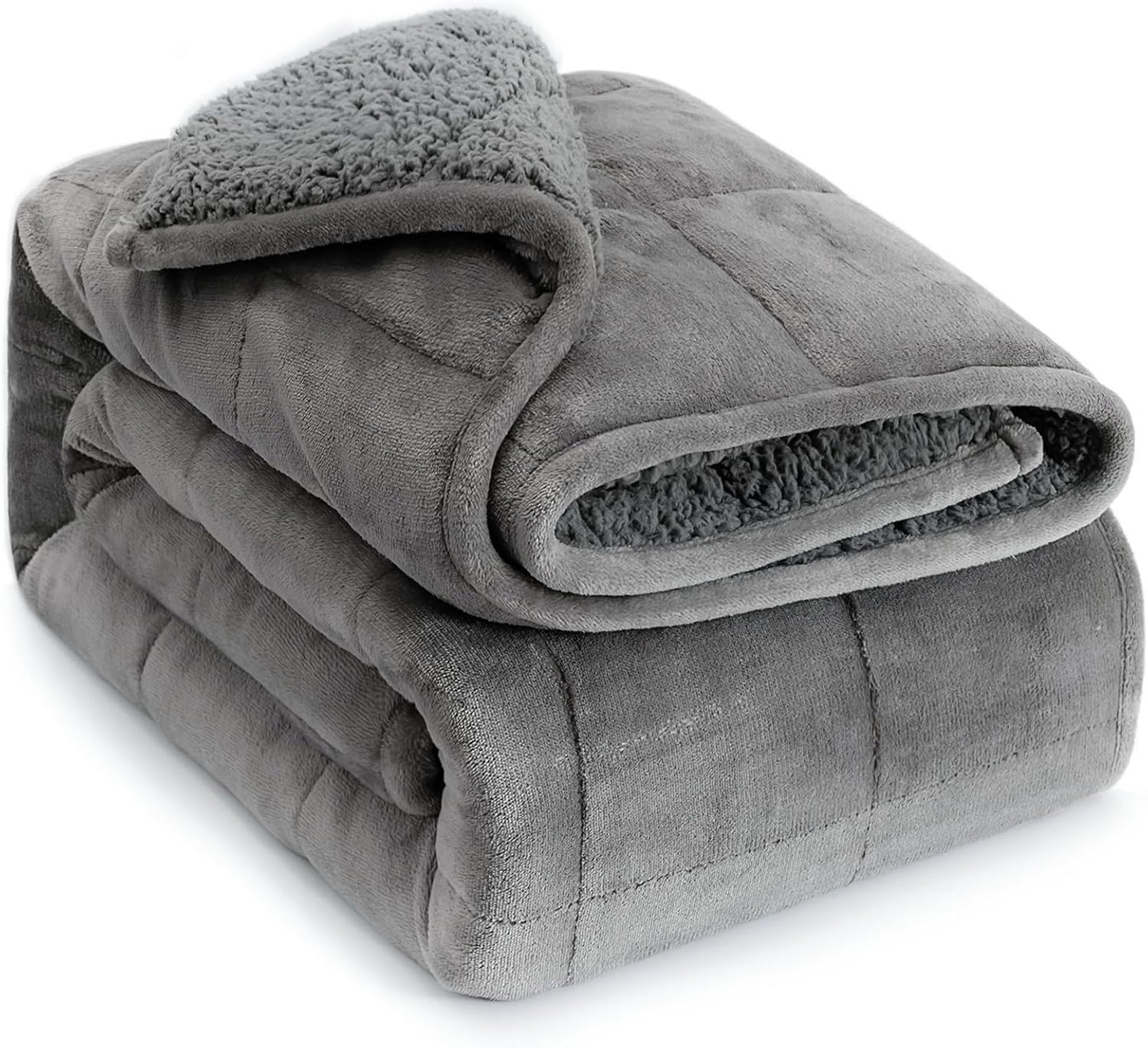 Lofus Weighted Blanket for Adults(15 lbs, 48" x 72"), Throw Heavy Blanket Machine Washable, Soft Weighted Blankets for Stress Relief and Sleep Promotion-Grey