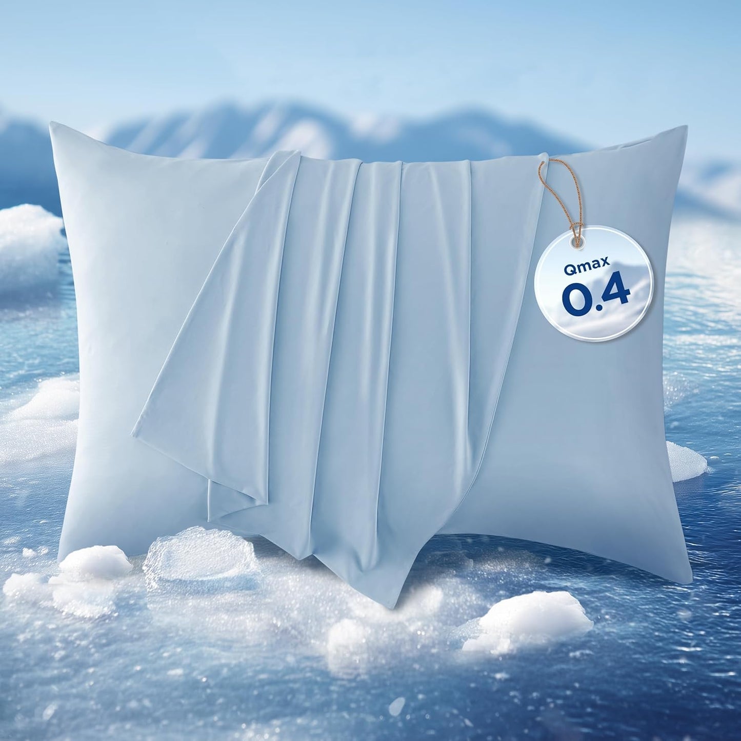 Bedsure Cooling Pillow Cases, Zipper Pillow Cases Queen Size Set of 2, Cool Pillowcases for Hot Sleepers & Night Sweats, Soft & Breathable Cold Pillow Covers for Hair & Skin, Gift, Blue, 20x30 Inches