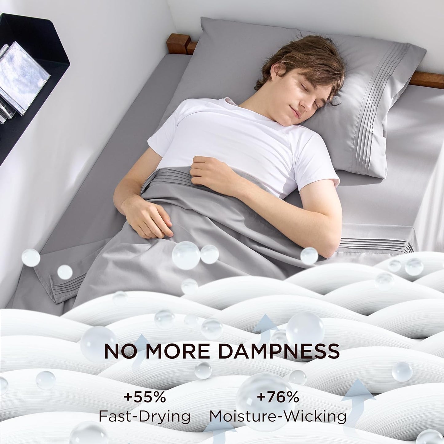 Bedsure Twin XL Sheets Dorm Bedding, GentleSoft Breathable Extra Long Twin Sheets & Pillowcases, Moisture Wicking Cooling, Deep Pocket Fits Mattress Up to 21 Inches Thick, Light Grey