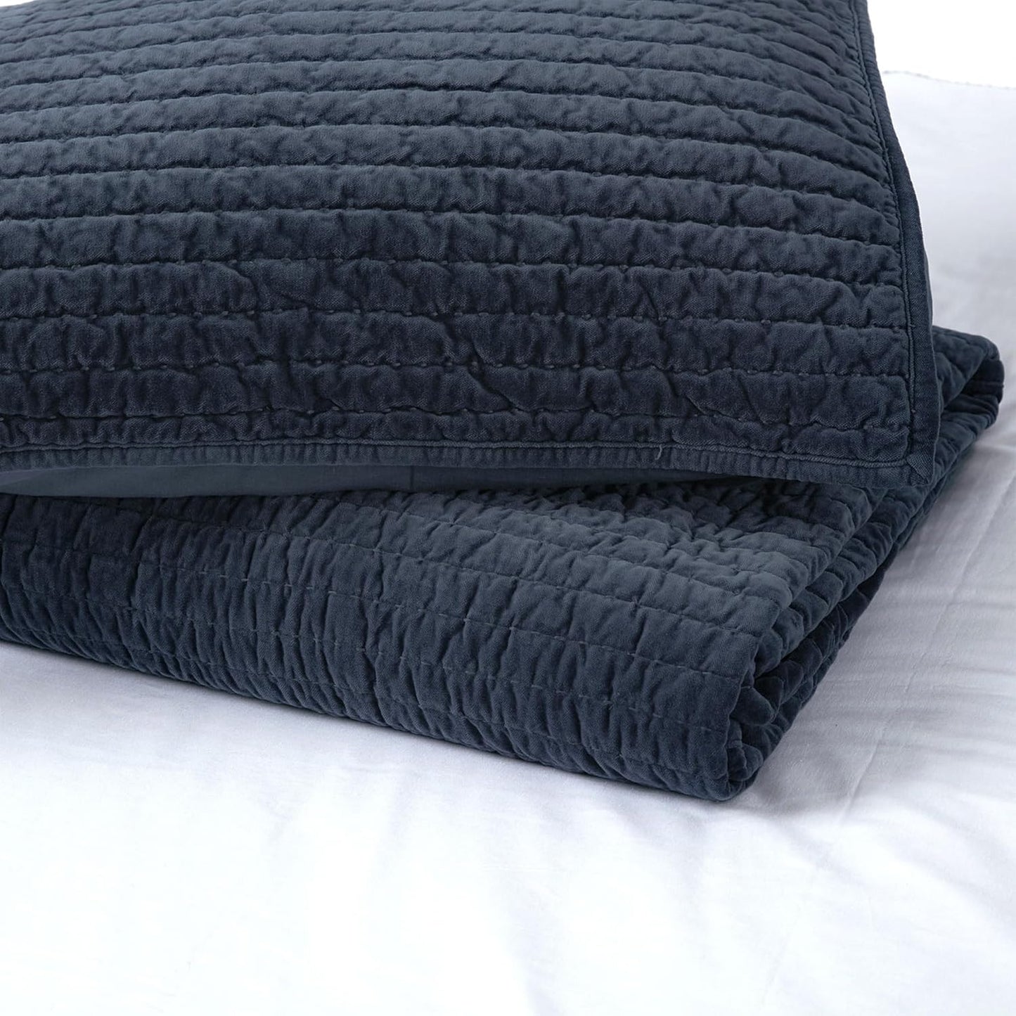Elegant Life Home Reversible Royal Cotton Velvet Pic-Stitch Bedding Quilt - Queen Quilt - 88" x 92", Dusty Blue