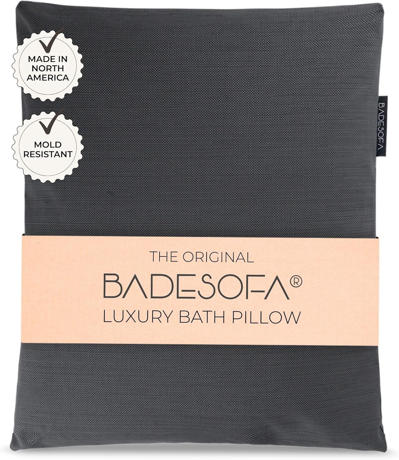 BADESOFA® Luxury Bathtub Pillow L - Large Bath Pillow for Therapeutic Neck and Back Support Quick-Drying - Full Body Bath Tub Cushion - Luxury Spa Cushion in Charcoal