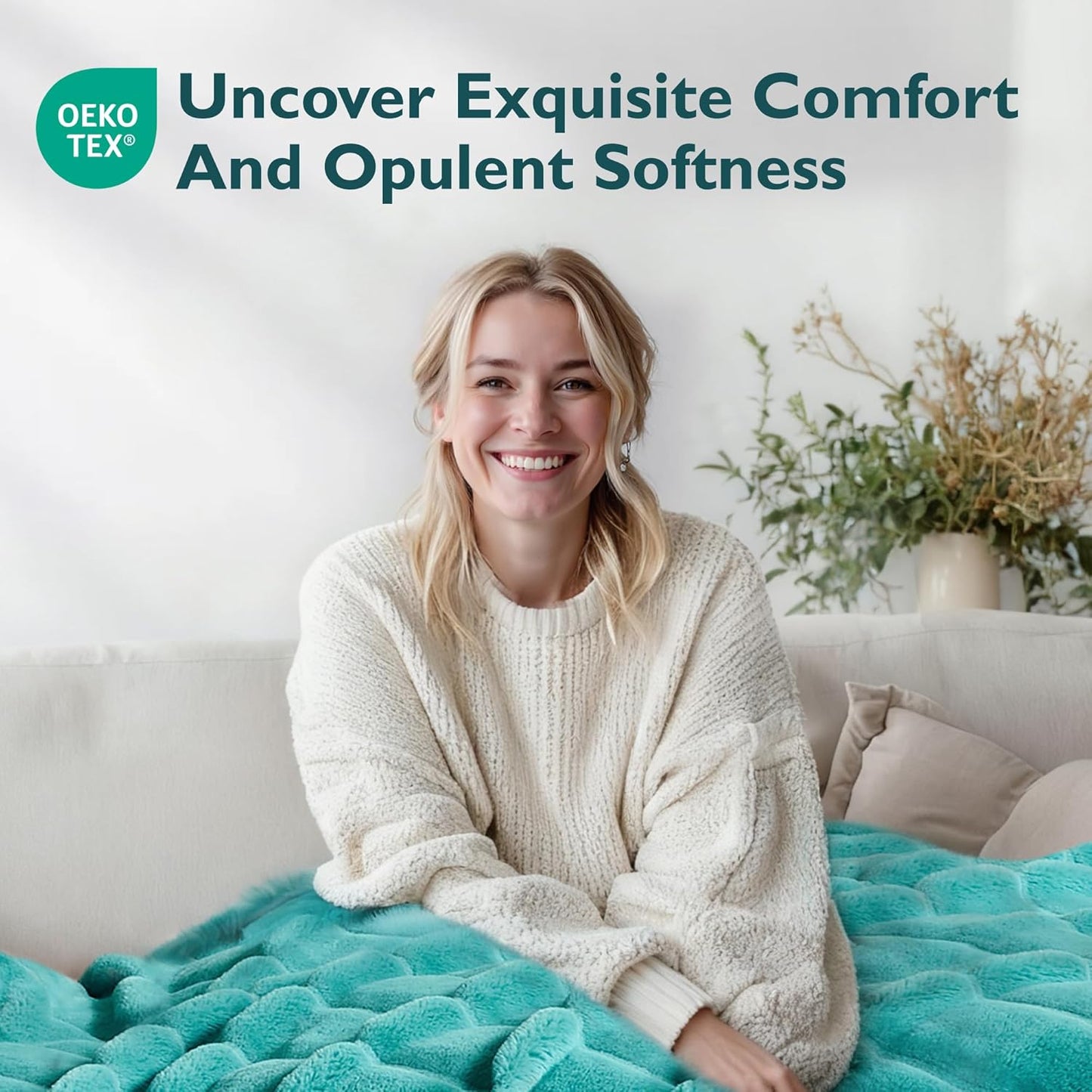 ALPHA HOME Luxury Faux Rabbit Fur Throw Blanket for Couch Bed, Cozy Gifts for Women Christmas, Ideal for Home Decor and Chilly Nights