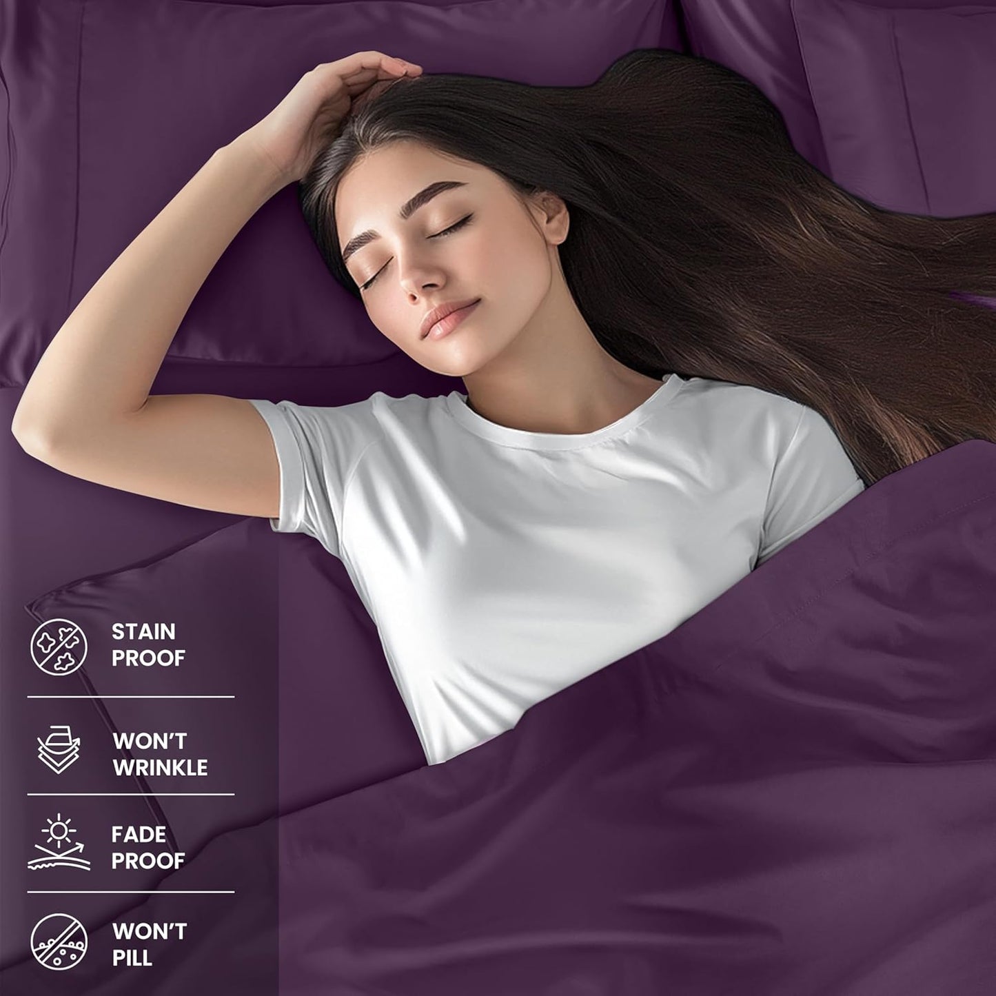 Utopia Bedding Twin Sheet Set – 3 Piece Bed Sheets for Twin Size Bed, Soft and Breathable Microfiber, Includes 1 Fitted Sheet, 1 Flat Sheet and 1 Pillowcase (Dark Purple)