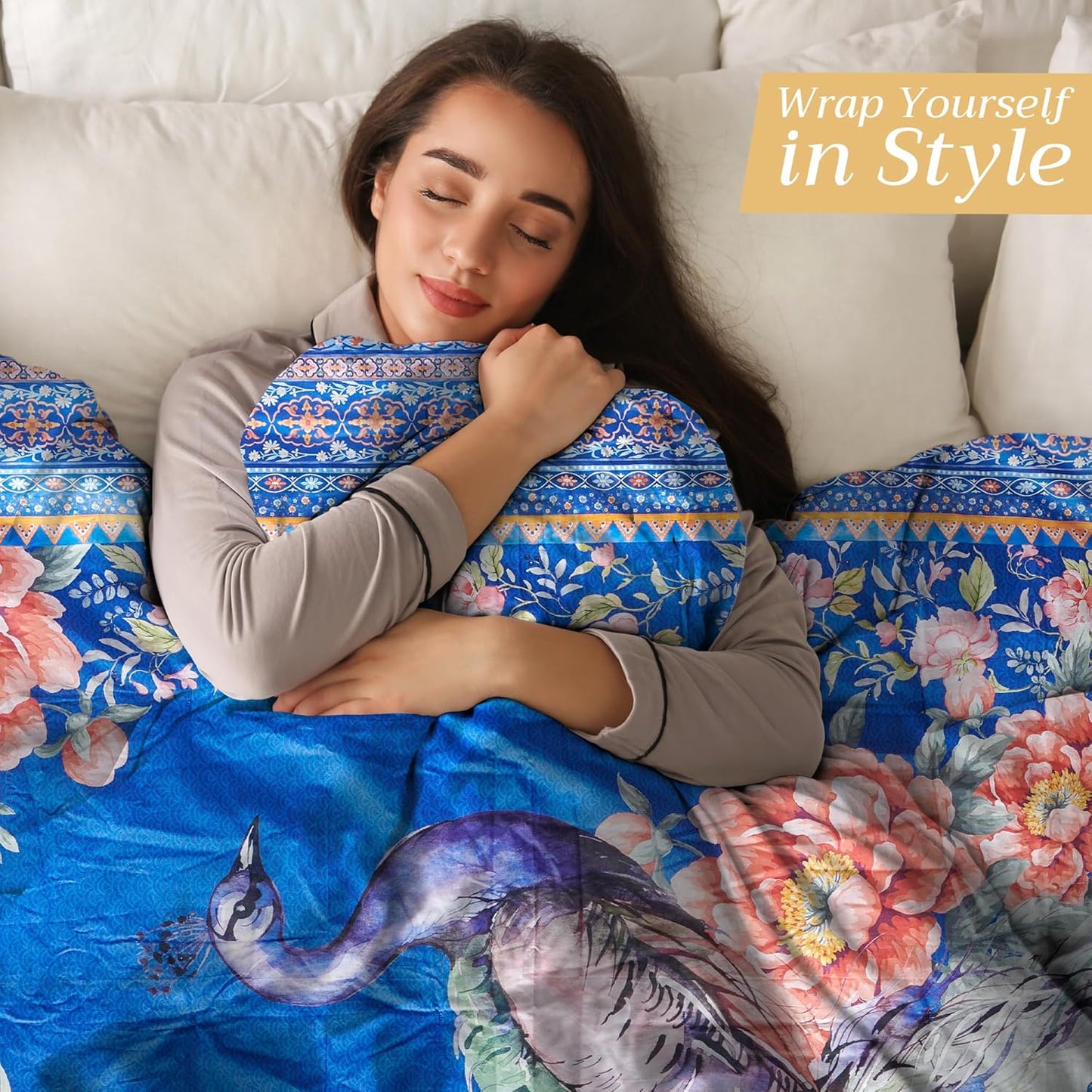 Maison d' Hermine Throw Blanket for Couch Lightweight Soft Warm Breathable Cotton Throw Blankets for Bed Girls Boys Women Men Gifts Sofa Travel Living Room Chair Bedding (60"x80", Peacock)