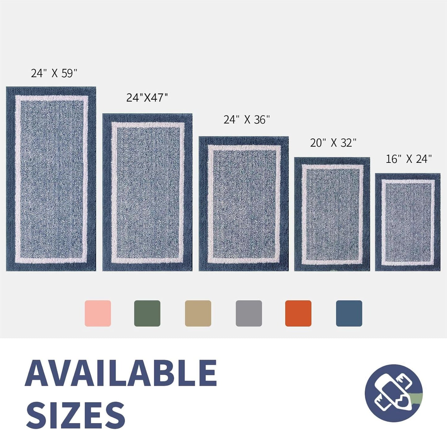 CozeCube Bath mats for Bathroom Non Slip, Fluffy Absorbent Microfiber Bath mat Washable, Aesthetic Bathroom Rugs, Cute Navy Blue Bath mat, Navy Blue, 32" x 20"