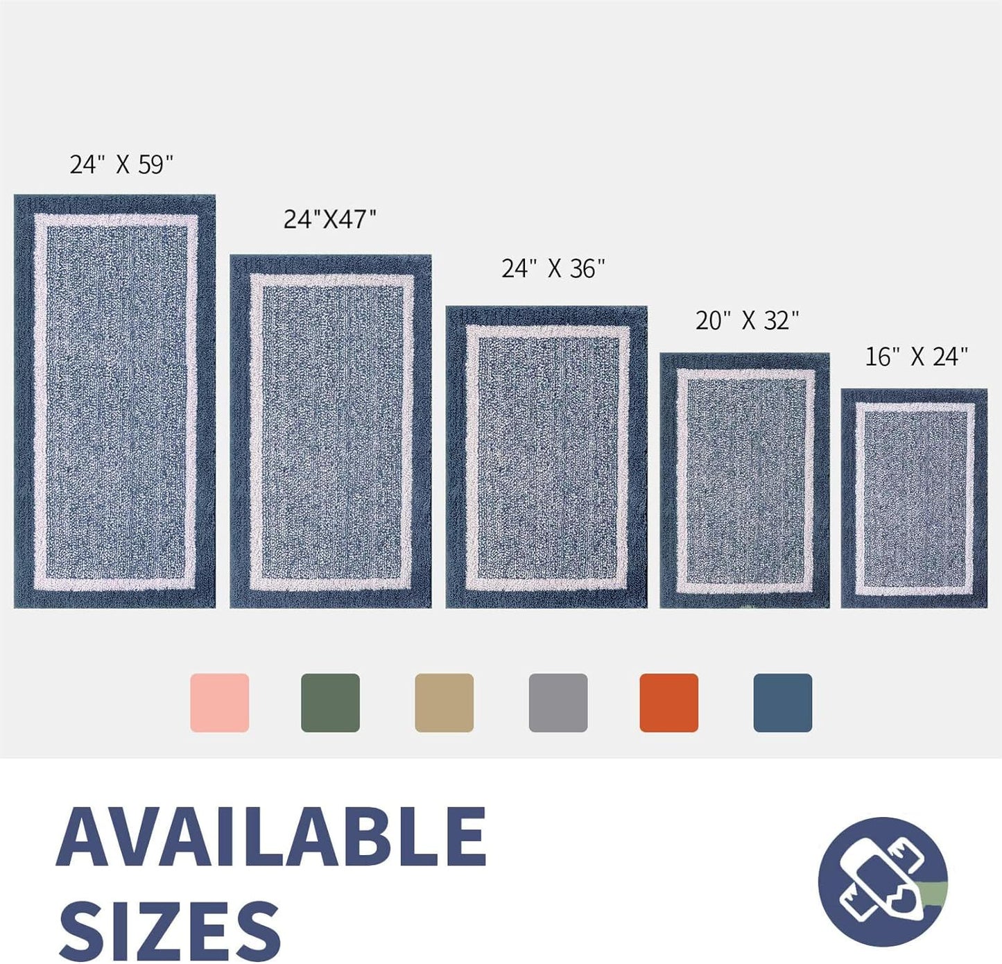 CozeCube Bath mats for Bathroom Non Slip, Fluffy Absorbent Microfiber Bath mat Washable, Aesthetic Bathroom Rugs, Long Navy Blue Bath Runner, Navy Blue, 59" x 24"