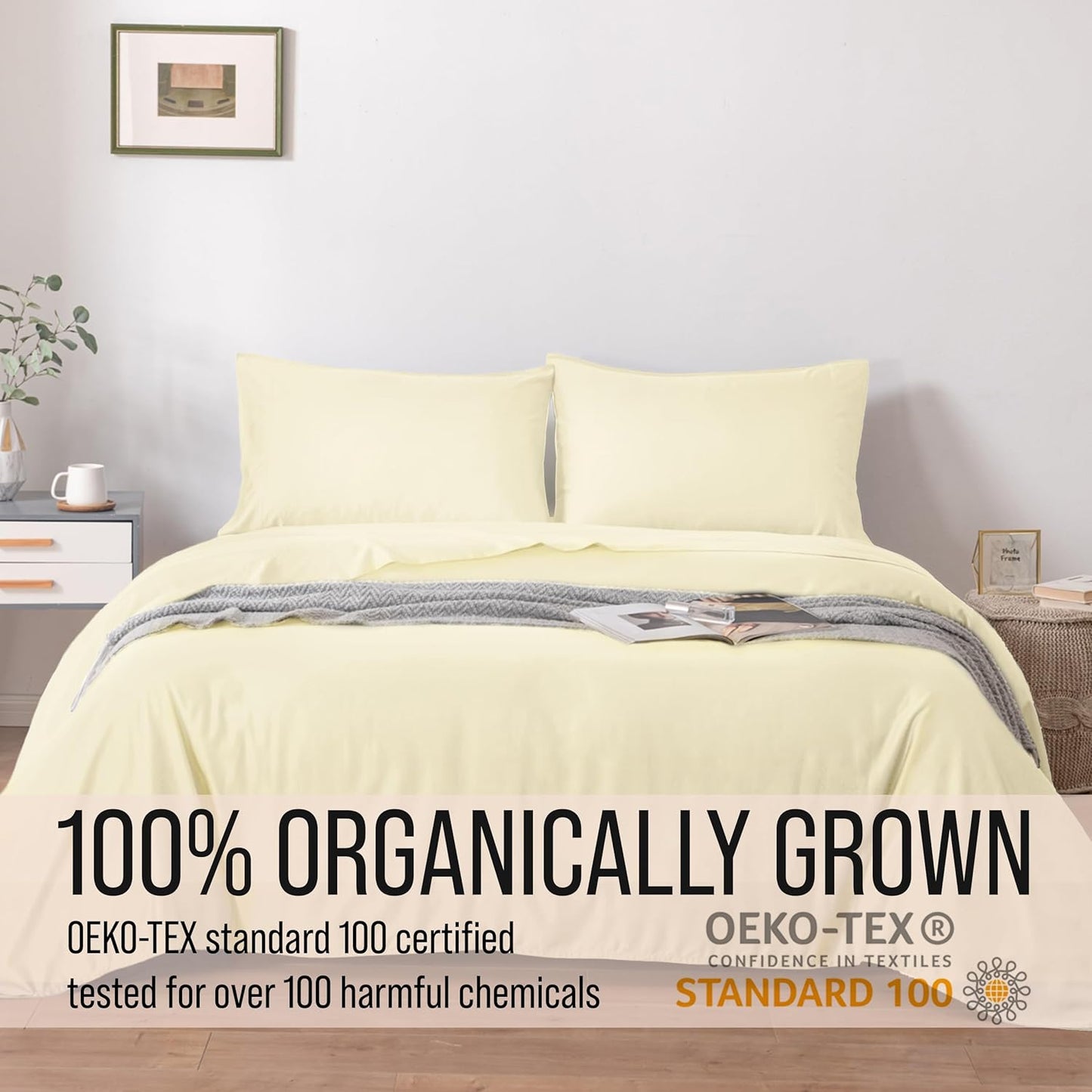 Bella Coterie Luxury Bamboo Viscose Split King Size Sheet Set | 2 Fitted Sheets for Sleep Number & Adjustable Beds | 100% Organically Grown | Cooling & Ultra Soft | 18” Deep Pocket [Lemonade]