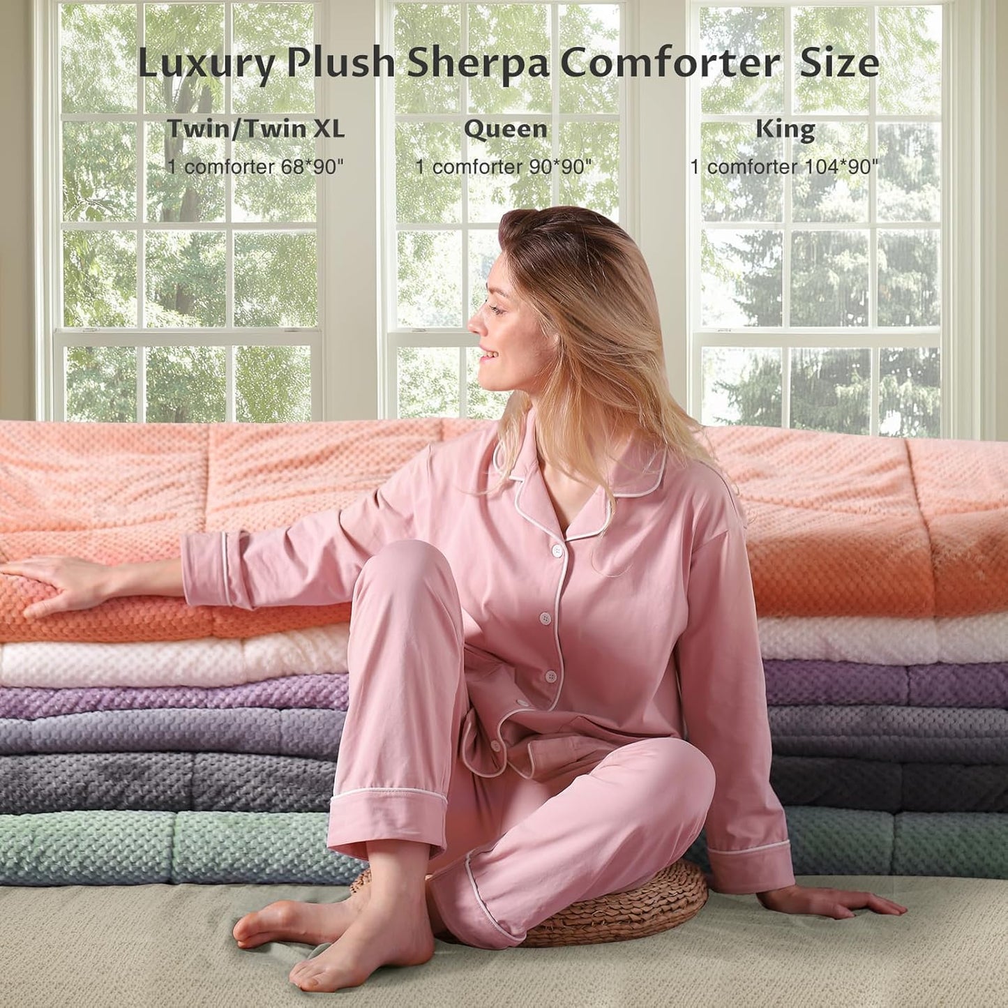 KASENTEX Super Ultra Soft Luxury Plush Sherpa Comforter, Cozy Reversible Fleece - Goose Down Alternative Fill, Machine Washable Bedding, Excalibur Grey, Queen Size