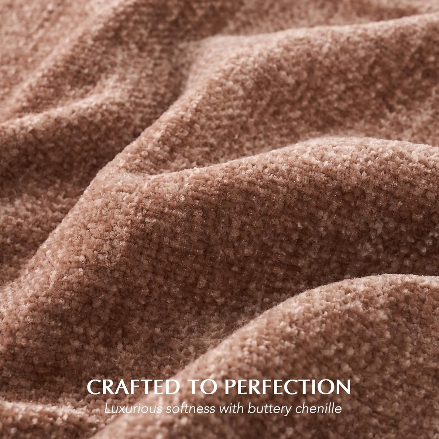 EVERGRACE Soft Chenille Throw Blanket for Couch, Cozy Plush Fuzzy Decorative Chenille Knit Throw Blanket with Tassels, Lightweight Blanket and Throws for Bed Sofa Gift Home Decor, Clay 60"x80"