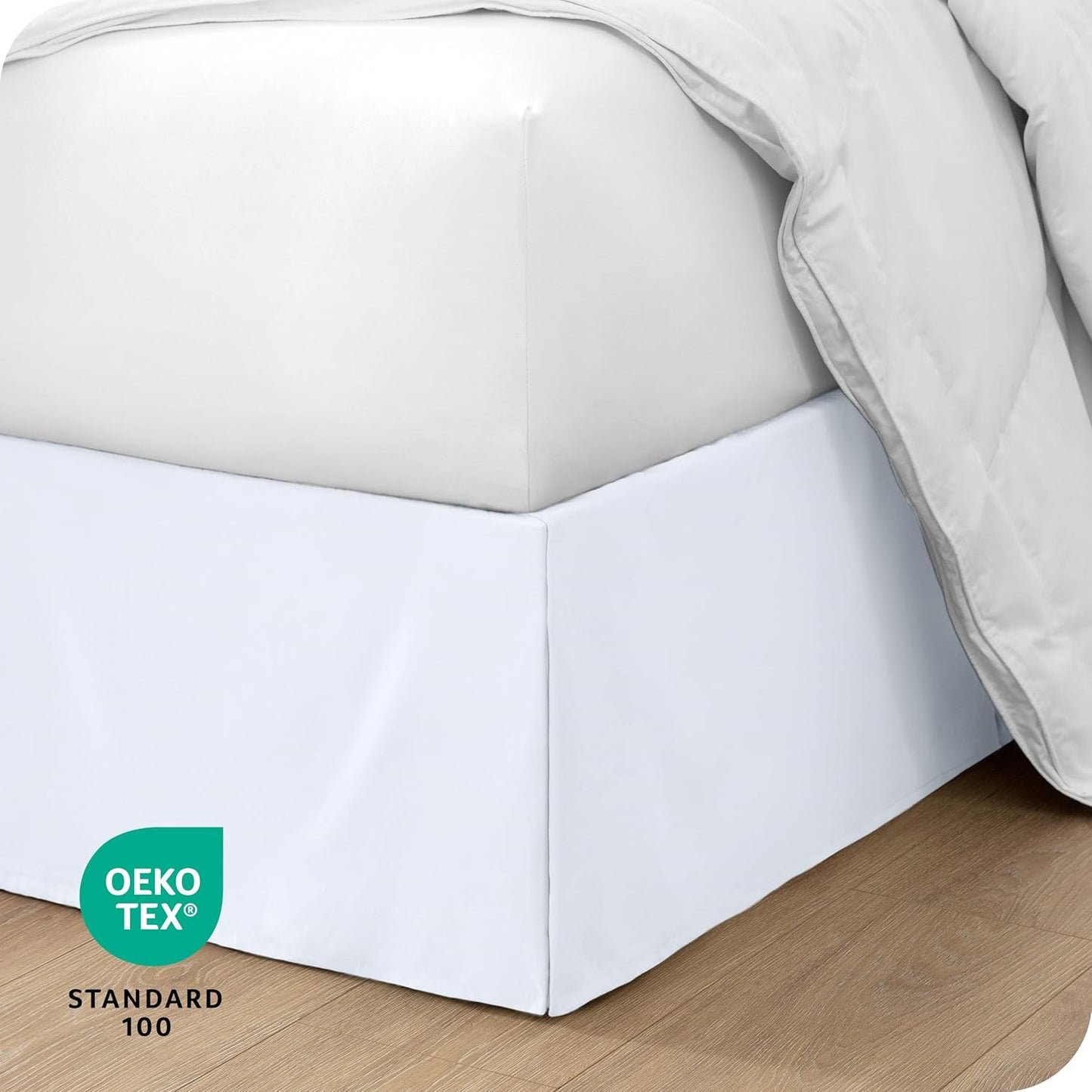 Bare Home Full XL Bed Skirt - 15-Inch Tailored Drop Easy Fit - Bed Skirt for Full Extra Long Beds - Center & Corner Pleats (Full XL, White)
