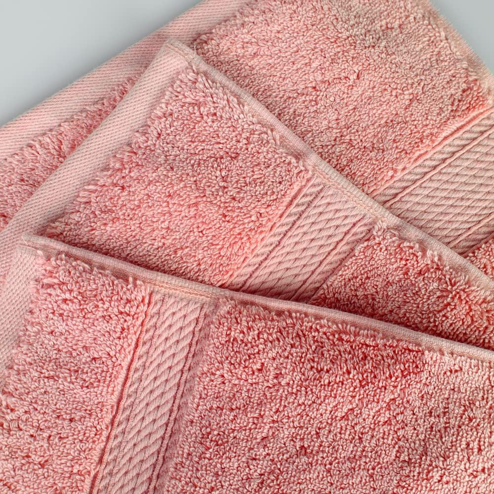 Superior Egyptian Cotton Pile 3 Piece Towel Set, Includes 1 Bath, 1 Hand, 1 Face Towel/Washcloth, Ultra Soft Luxury Towels, Thick Plush Essentials, Guest Bath, Spa, Hotel Bathroom, Tea Rose