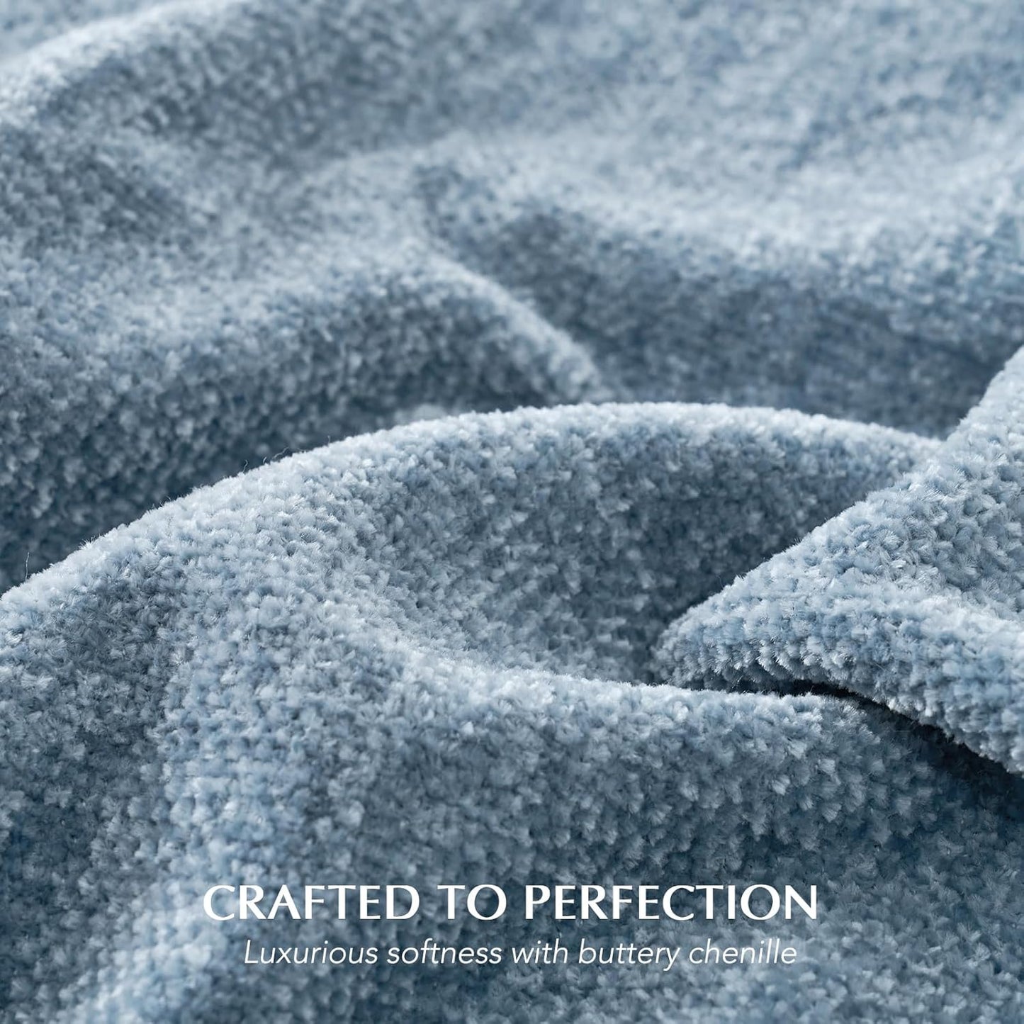 EVERGRACE Soft Chenille Throw Blanket for Couch, Cozy Plush Fuzzy Decorative Chenille Knit Throw Blanket with Tassels, Lightweight Blanket and Throws for Bed Sofa Gift Home Decor, Cloud Blue 50"x60"