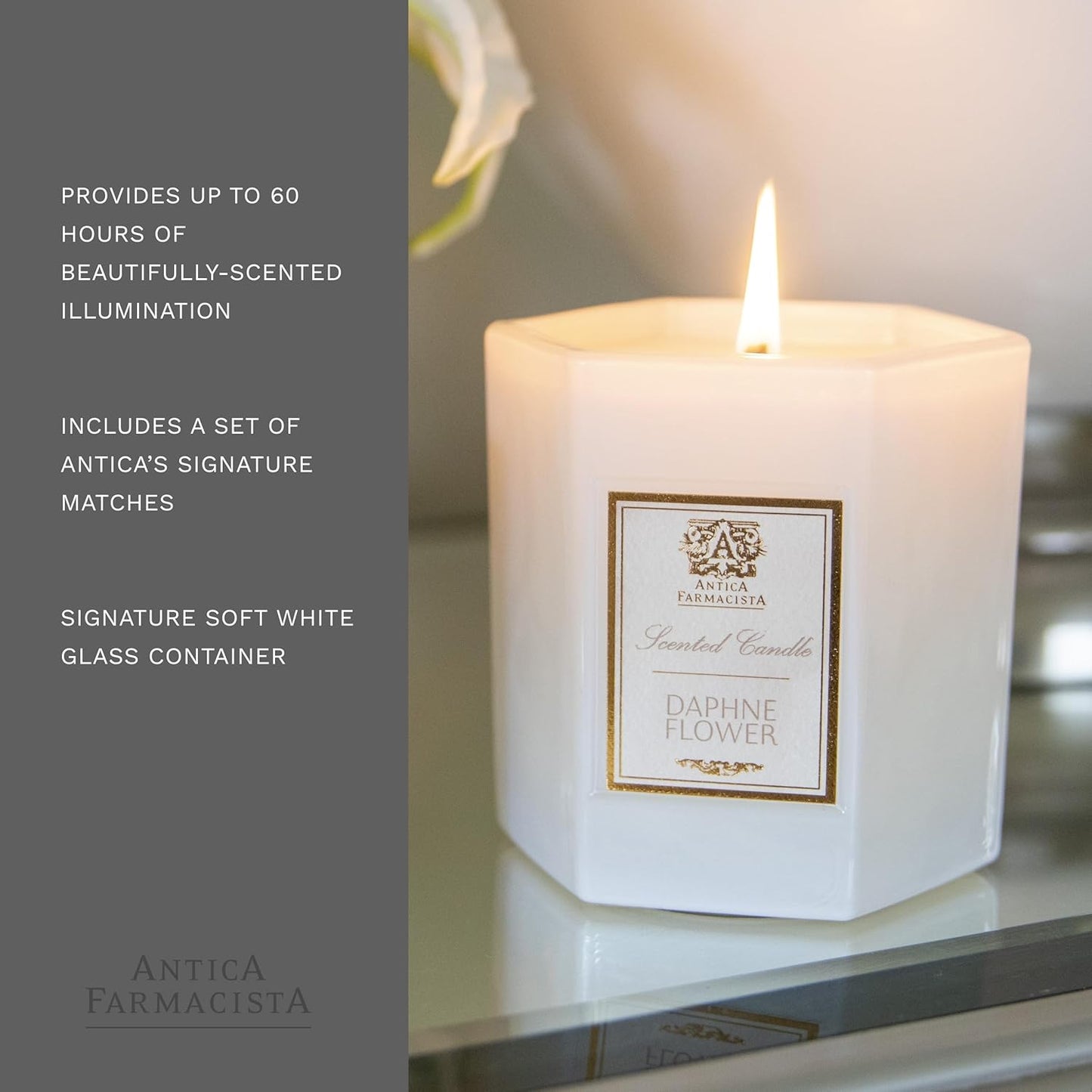 Antica Farmacista Luxury Scent Candle - Decorative Home Candle - Long-Lasting & Premium Scented - Luxury Gift - Daphne Flower, 9 oz
