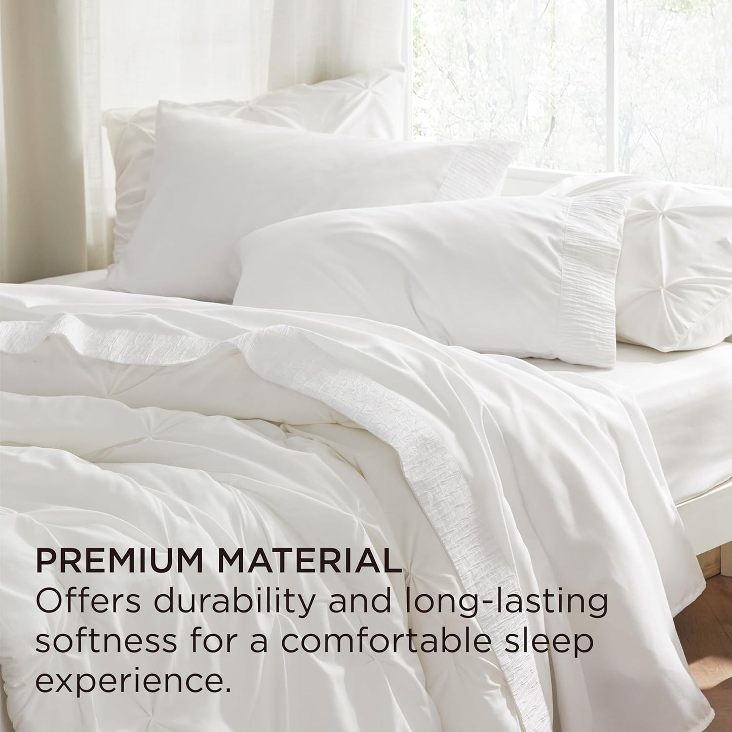 Bedsure King Size Sheets Set - 4 Pieces Soft King Sheets - Breathable & Cooling - Hotel Luxury - Easy Care Polyester Microfiber Bedding for Women, Men, White