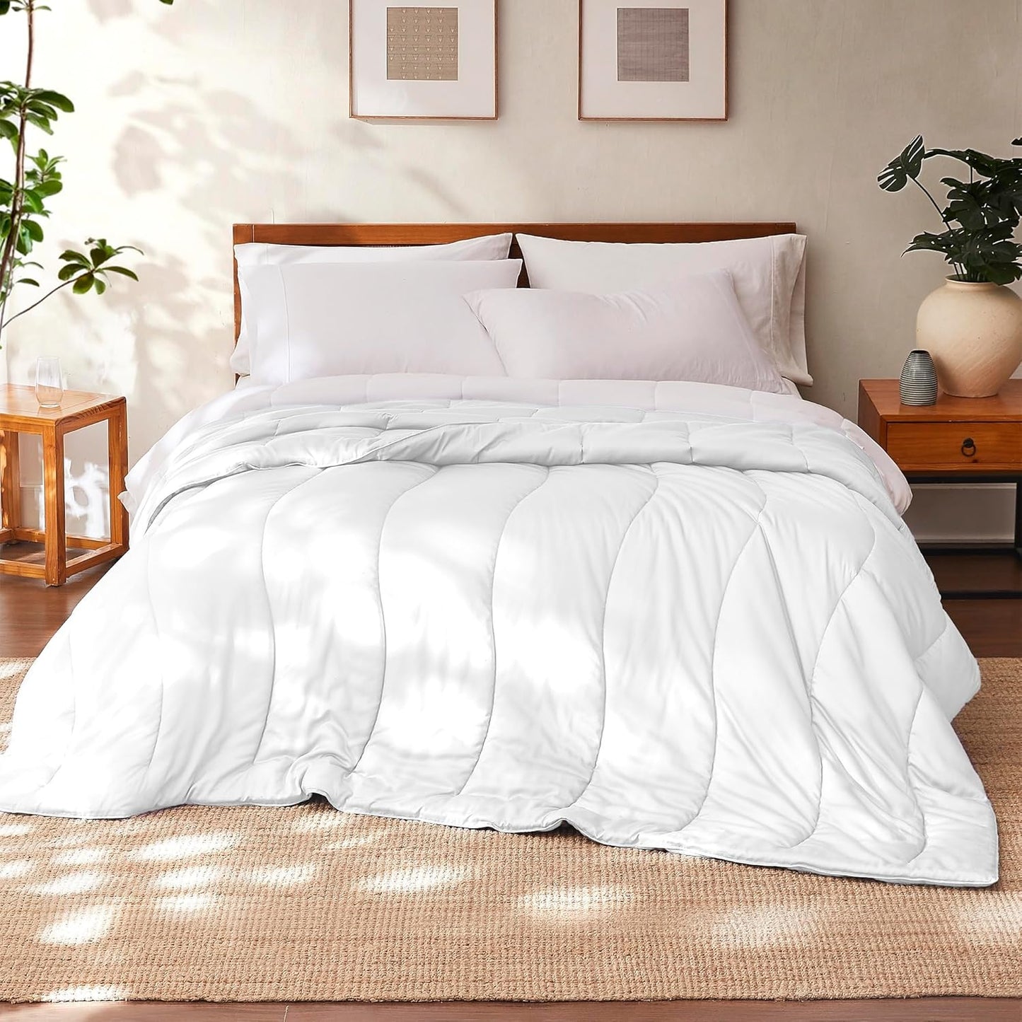 Modern Threads Tencel Lyocell Luxury Ultra Soft Down Alternative Comforter, White, Queen