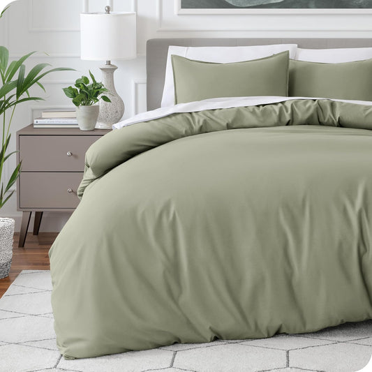 Bare Home Bedding Duvet Cover Full Size - Premium 1800 Super Soft Collection - Lightweight, Cooling - Soft Breathable Bedding Duvet Cover (Full, Sage)