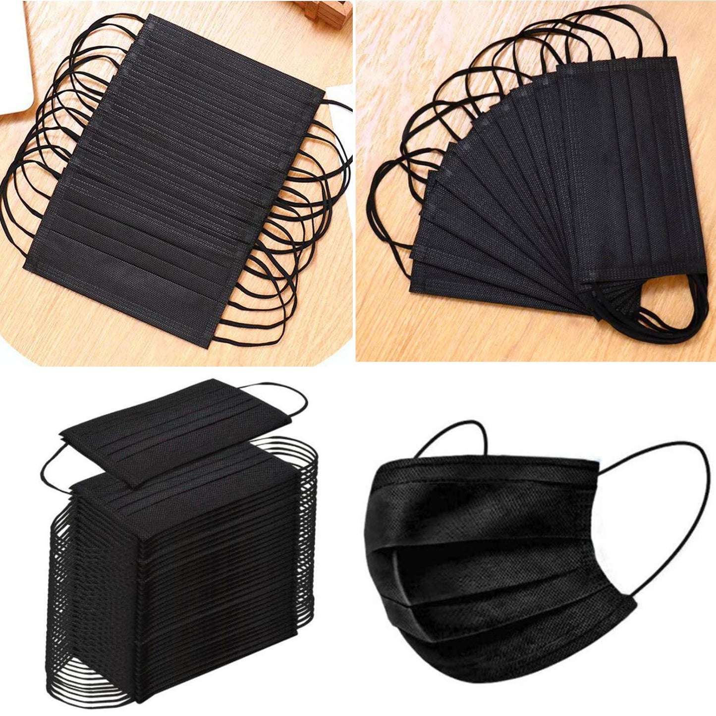 NNPCBT 1000PCS 3 ply black disposable face mask breathable face masks