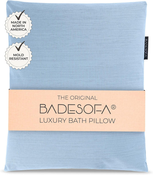 BADESOFA® Luxury Bathtub Pillow L - Large Bath Pillow for Therapeutic Neck and Back Support Quick-Drying - Washable Full Body Bath Tub Cushion - Luxury Spa Cushion in Blue